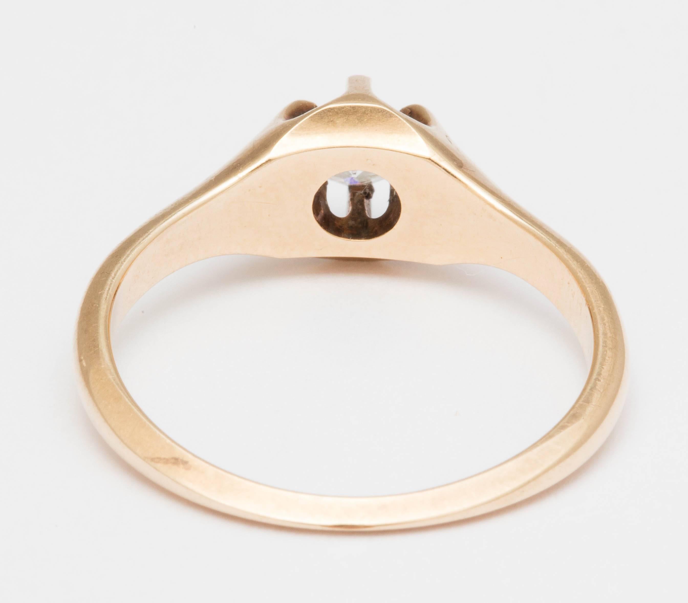 Victorian Belcher Set Diamond Gold Ring, 1900 For Sale