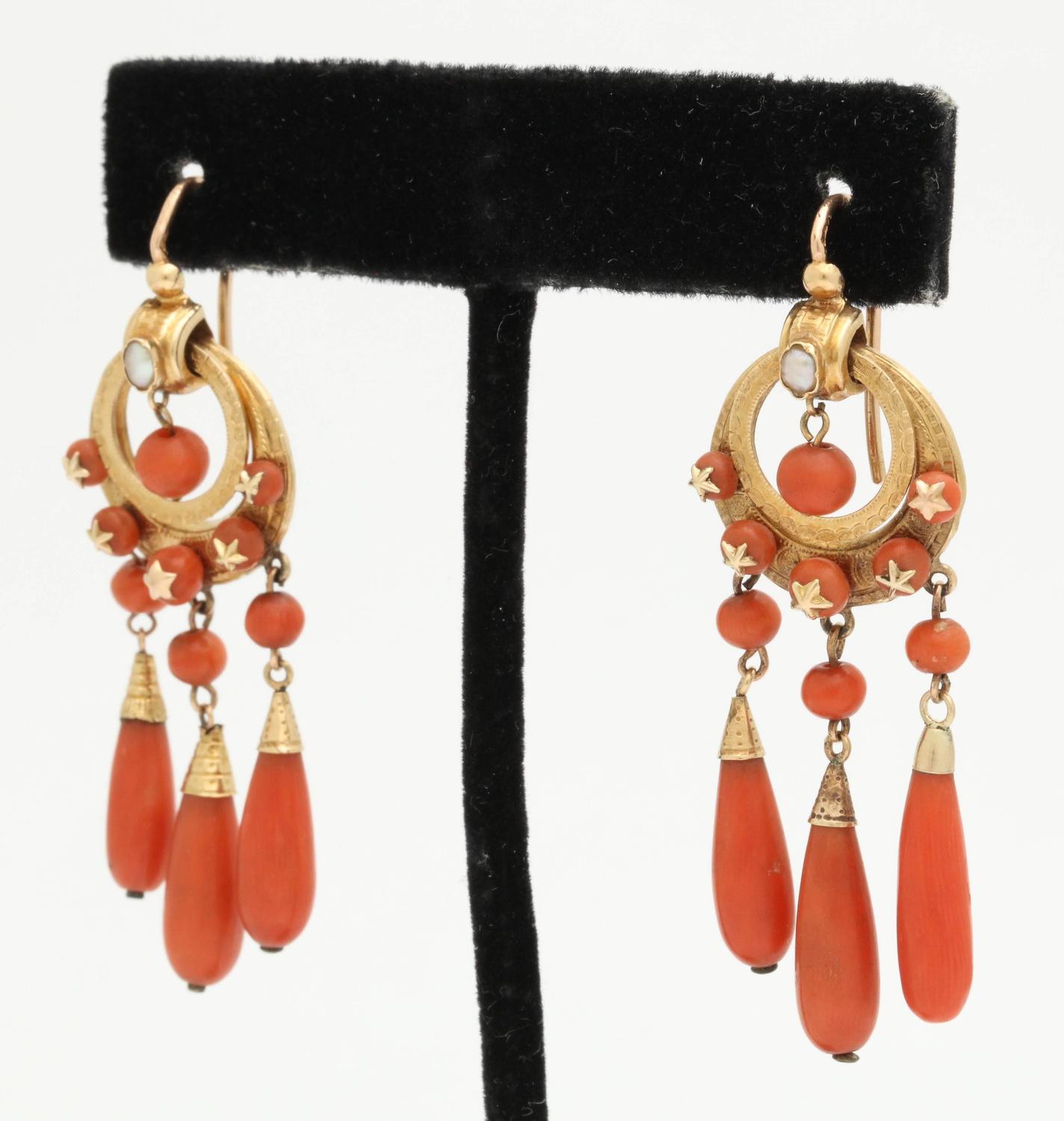Fortune star earrings in coral main image 1