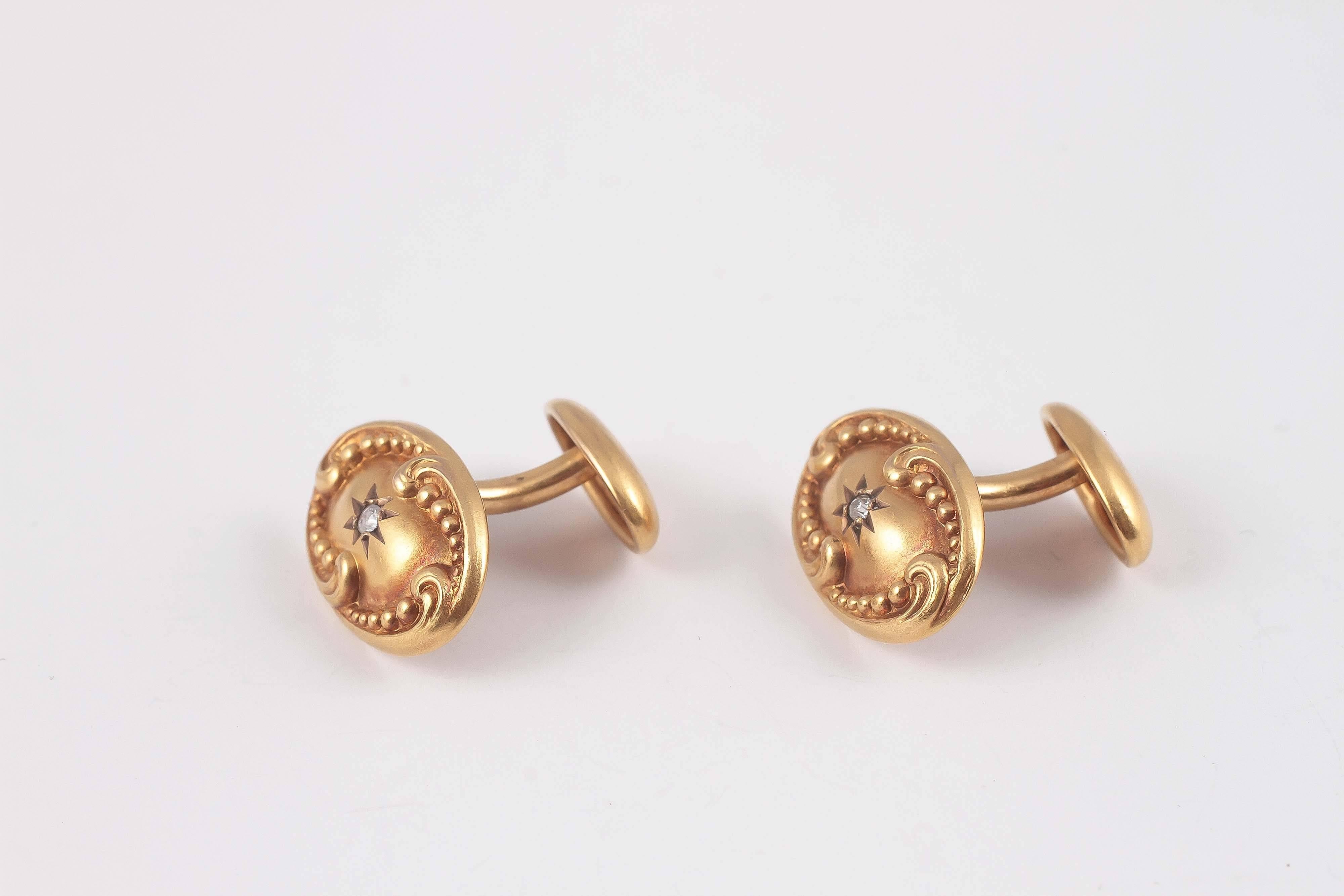 Fabulous bloomed gold cuff-links, from the Art Nouveau period.  Lovely for yourself or as a gift.