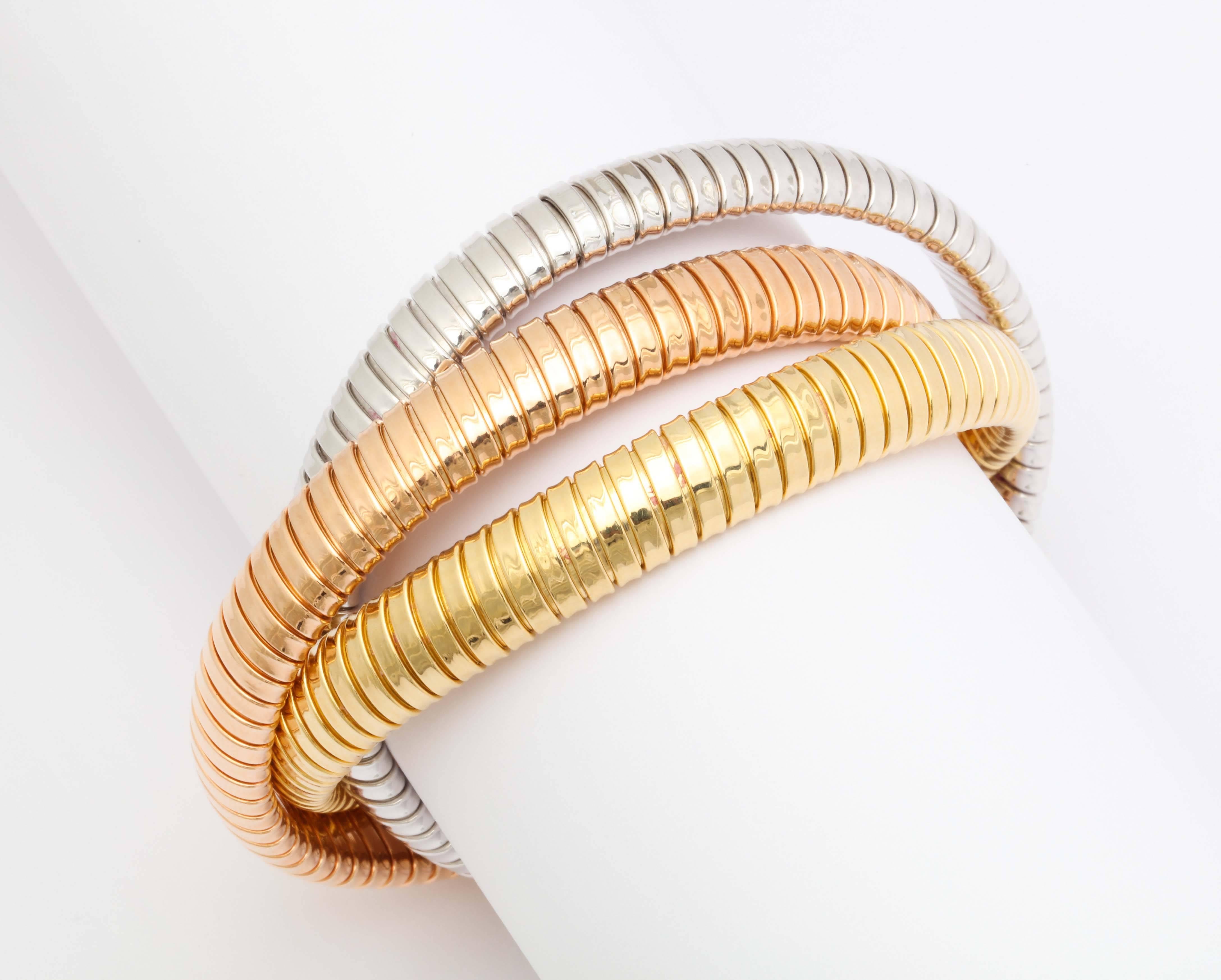 Modern  Three Color Gold Tubogaz Rolling Bracelet