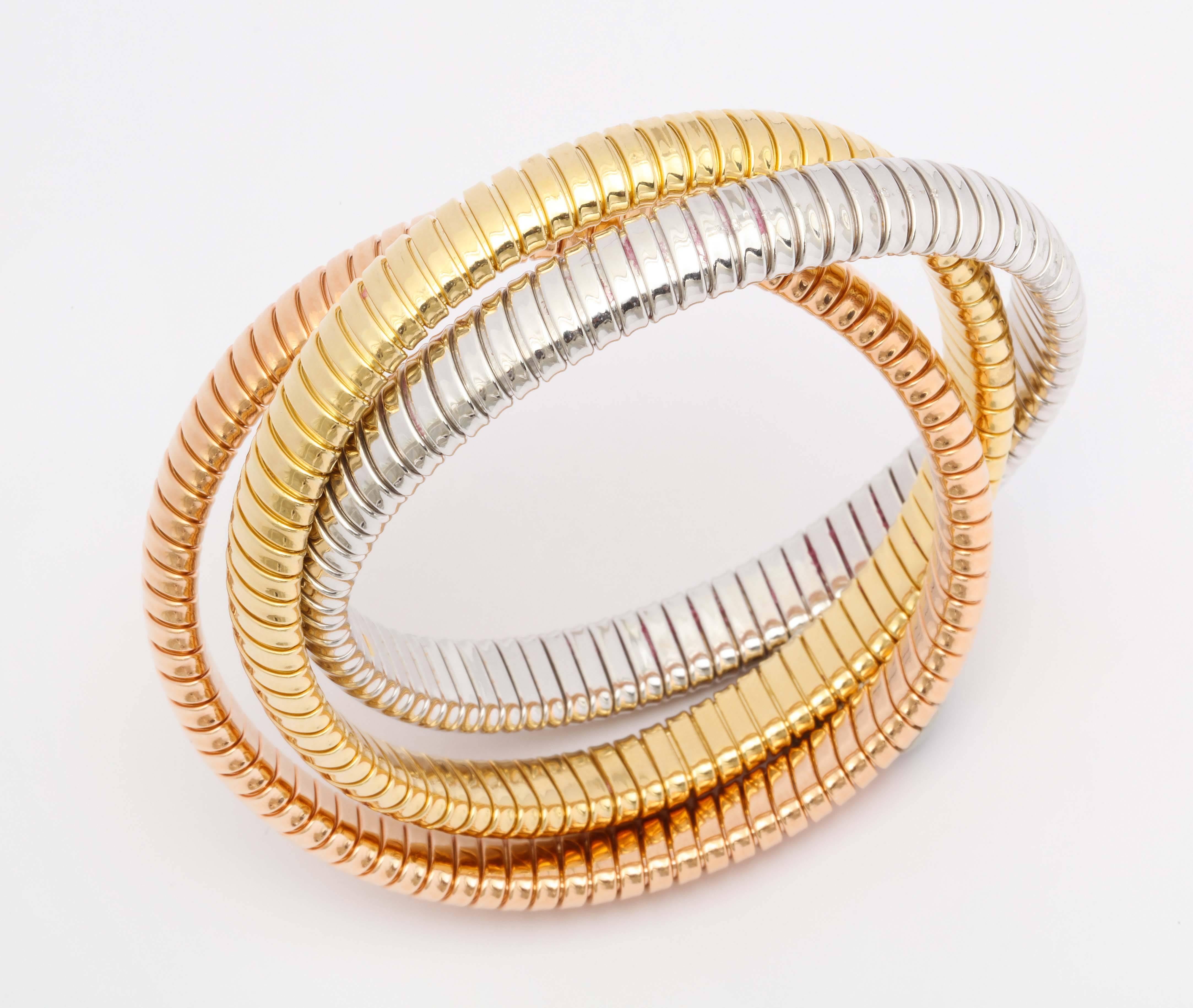 Women's  Three Color Gold Tubogaz Rolling Bracelet