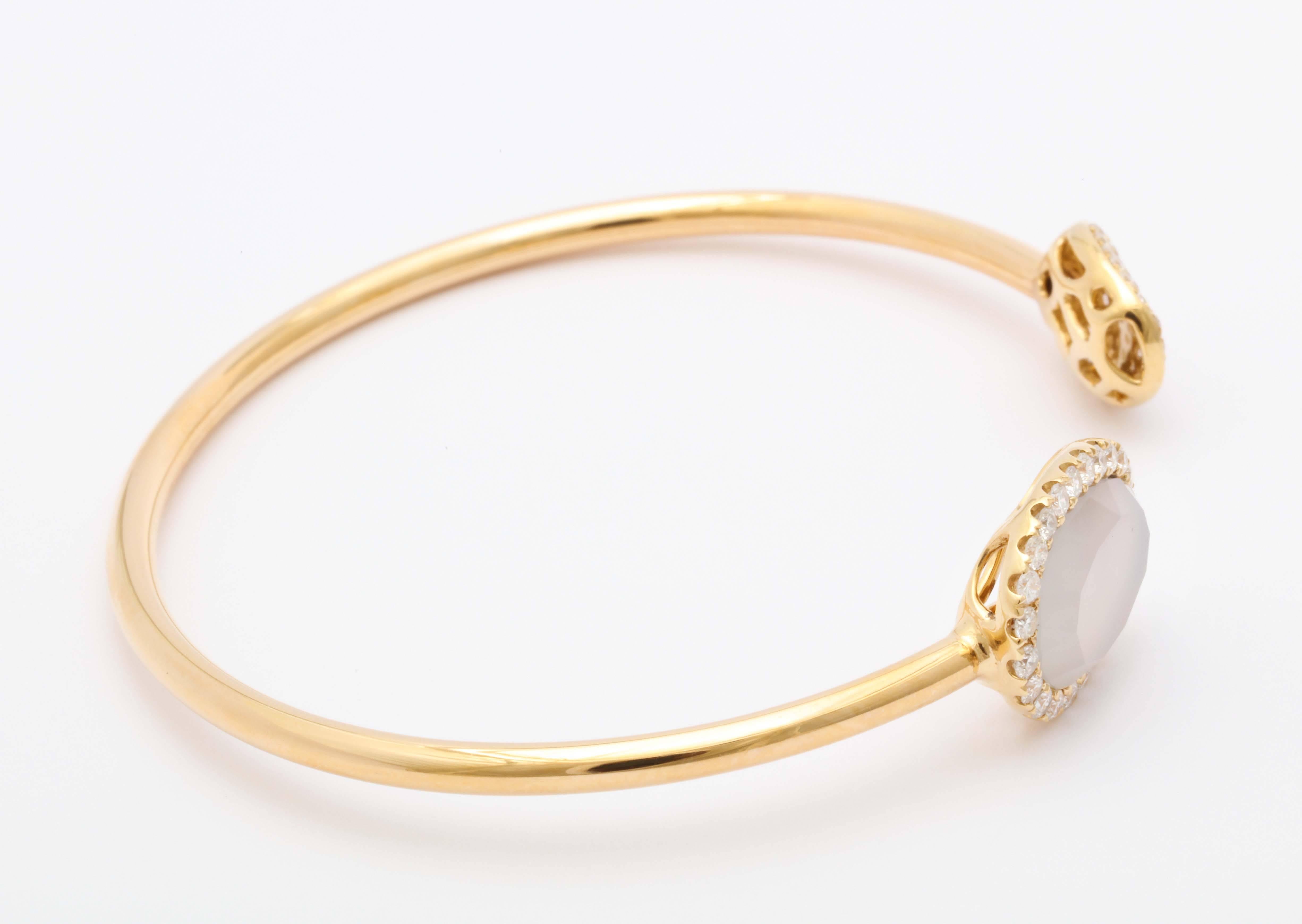 Women's gold Chalcedony diamond bracelet For Sale