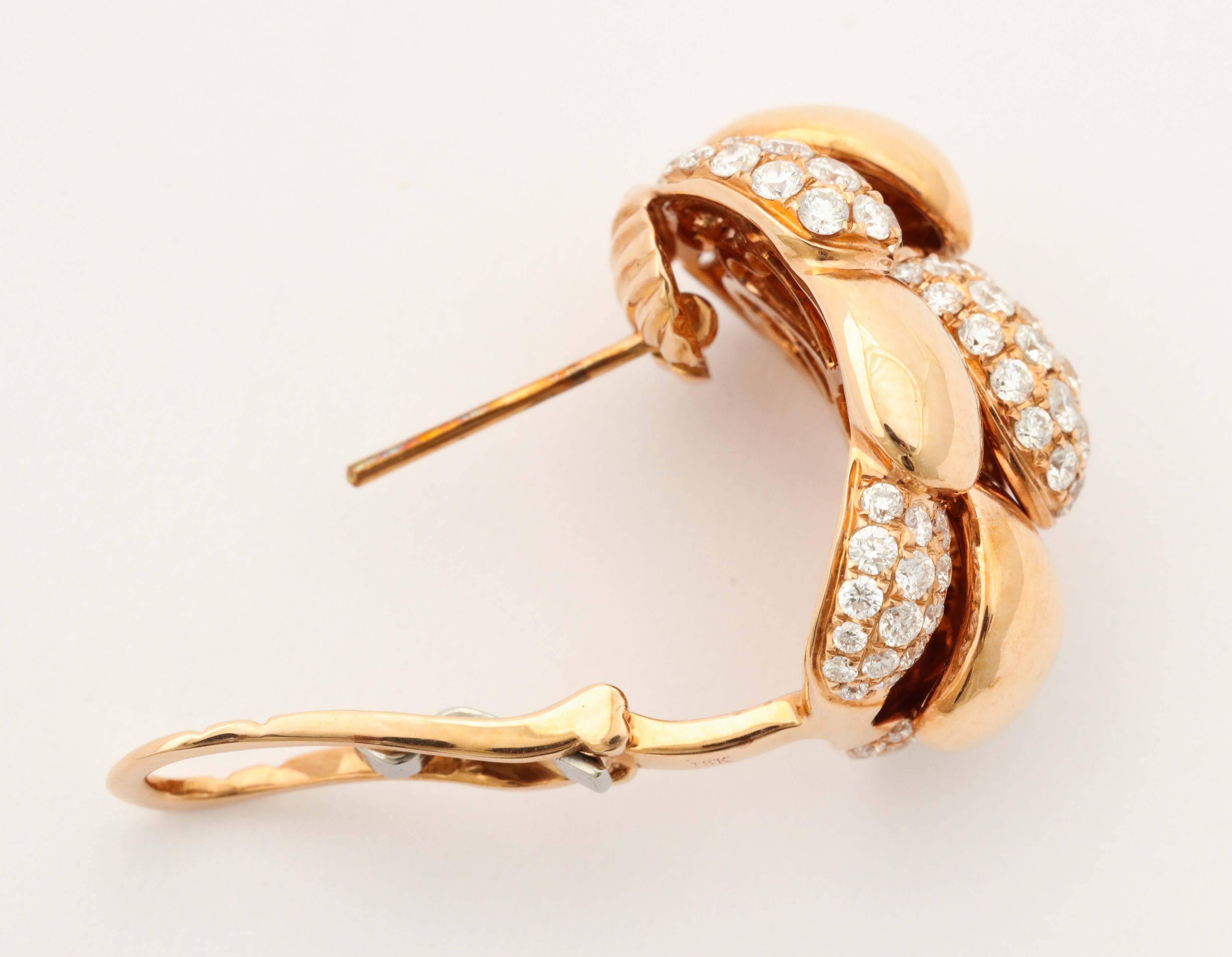 Women's Diamond Rose Gold Earrings For Sale