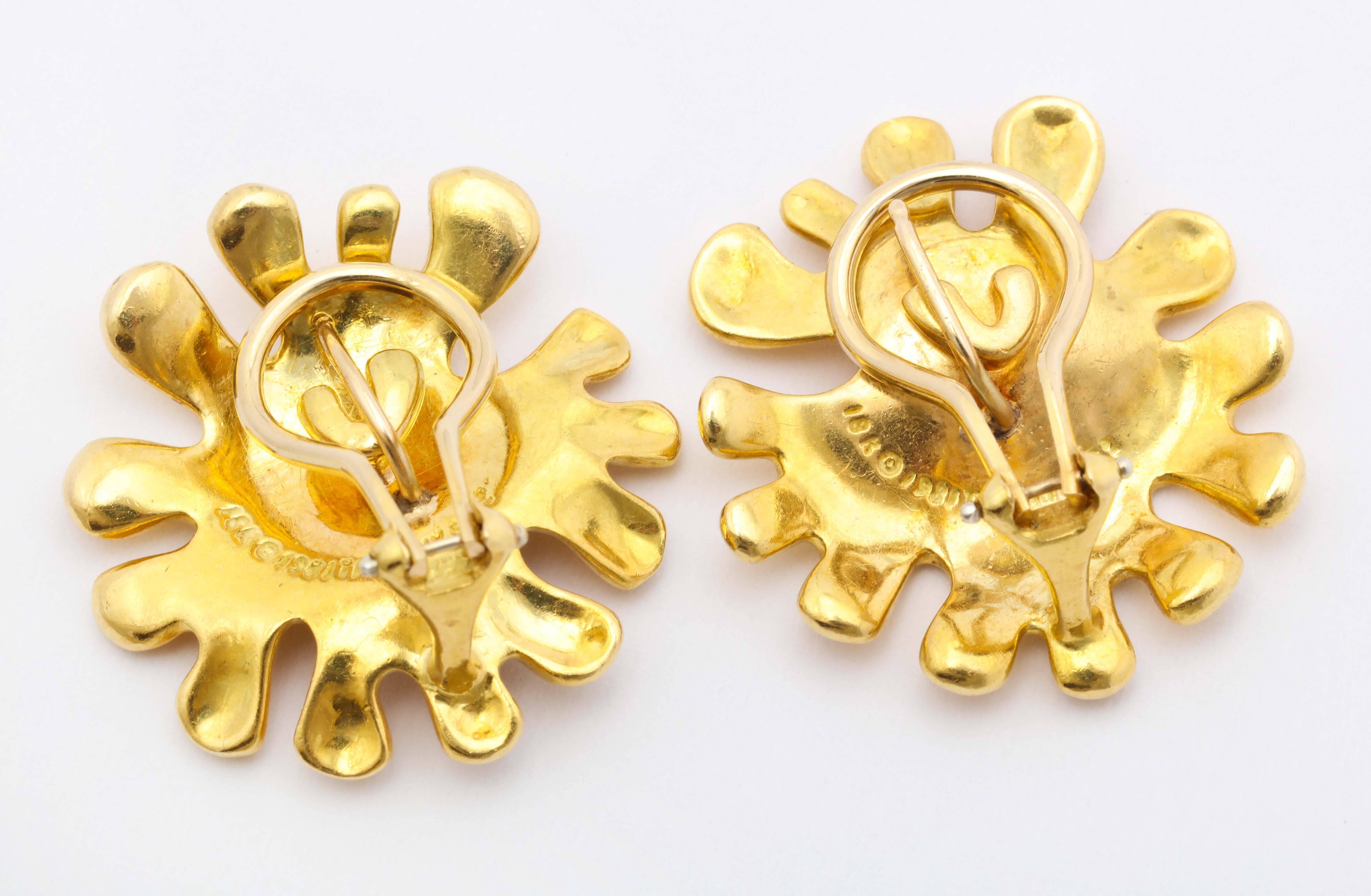 Contemporary Tiffany & Co Gold Abstract Sunflower Earrings