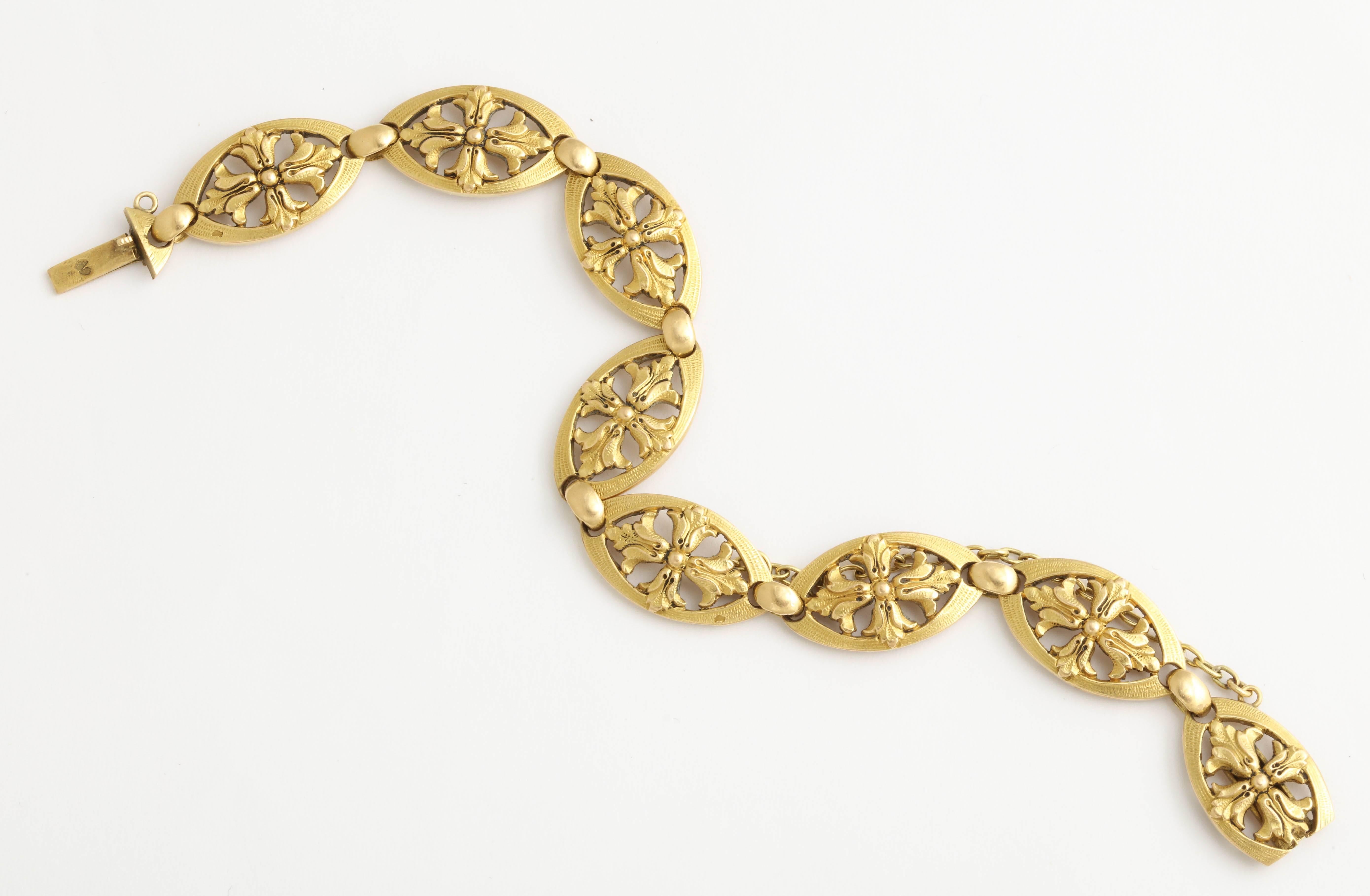 Women's French Art Nouveau Gold Bracelet  For Sale