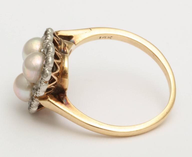 STAR PEARL CLOVER GOLD DIAMOND RING
