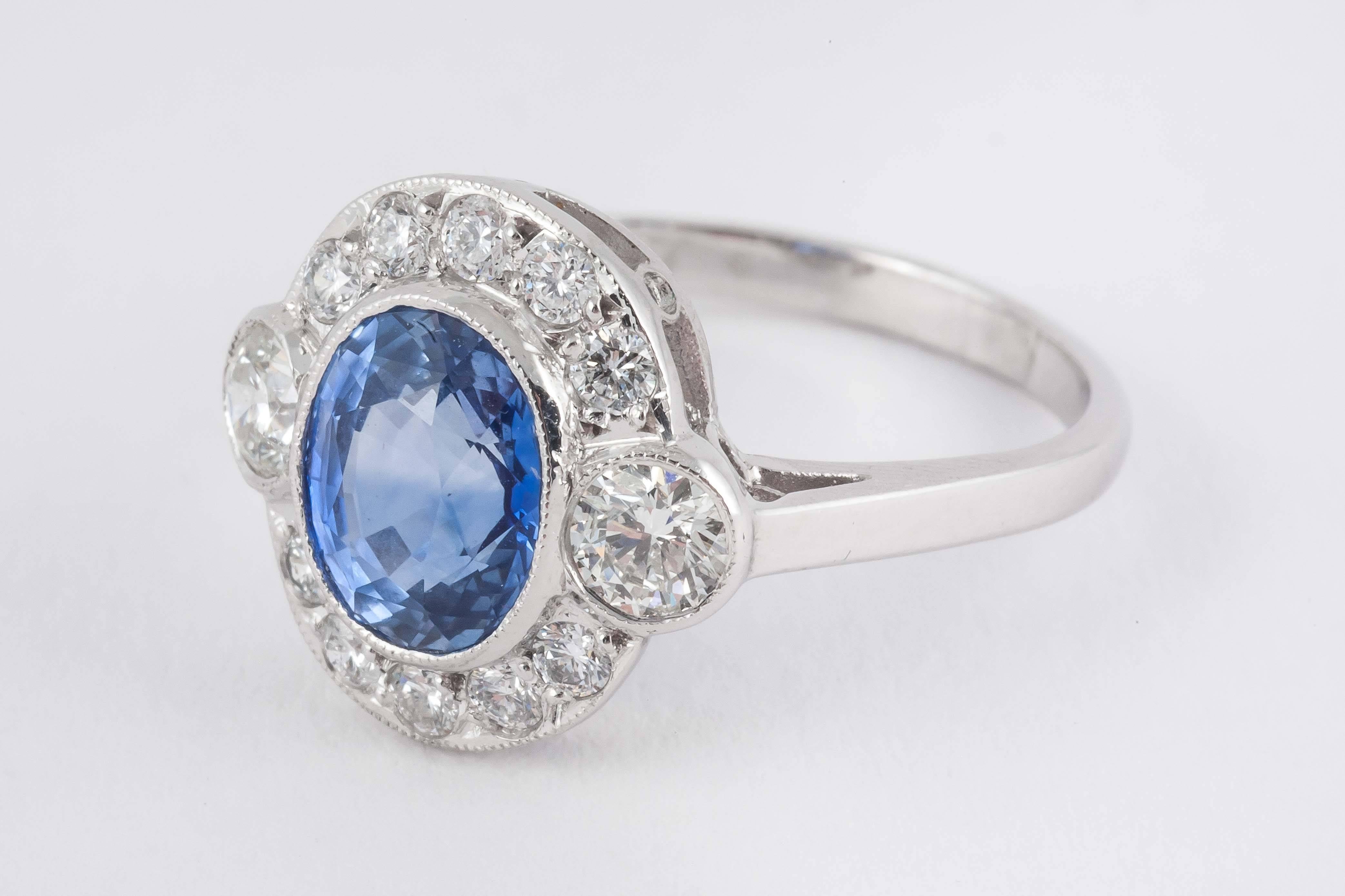 Ring, Pale Ceylon Sapphire Diamond Gold Cluster , mounted in 18ct gold, c, 1990  For Sale 1