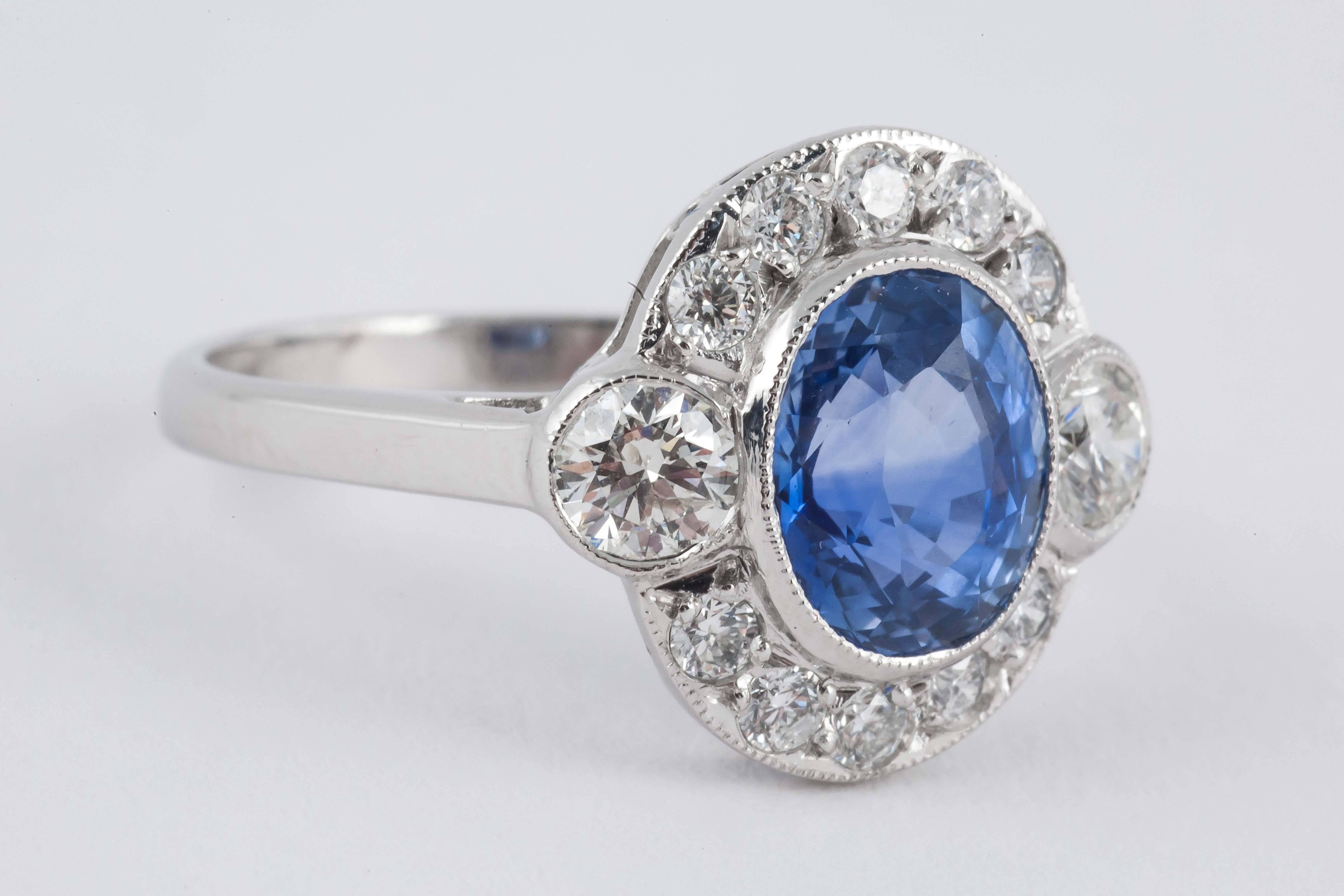Ring, Pale Ceylon Sapphire Diamond Gold Cluster , mounted in 18ct gold, c, 1990  For Sale 2