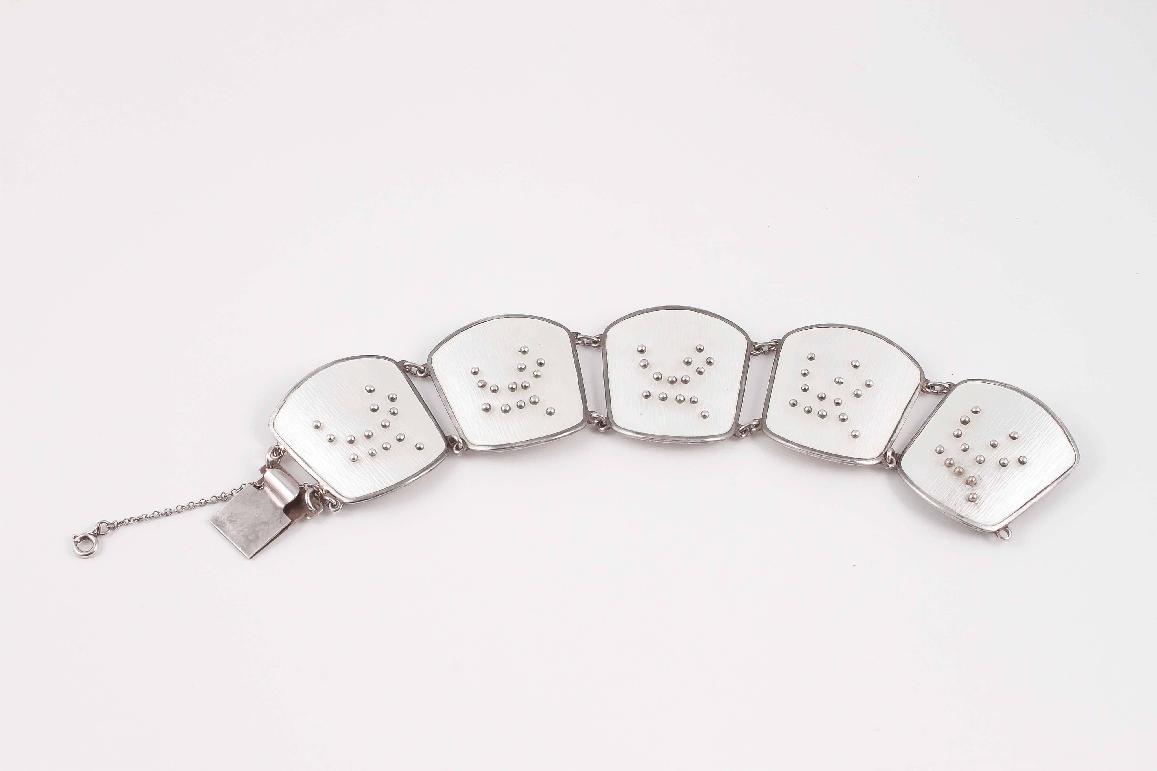 Enamel Sterling Silver Modernist Bracelet by Karl Rasmussen 2
