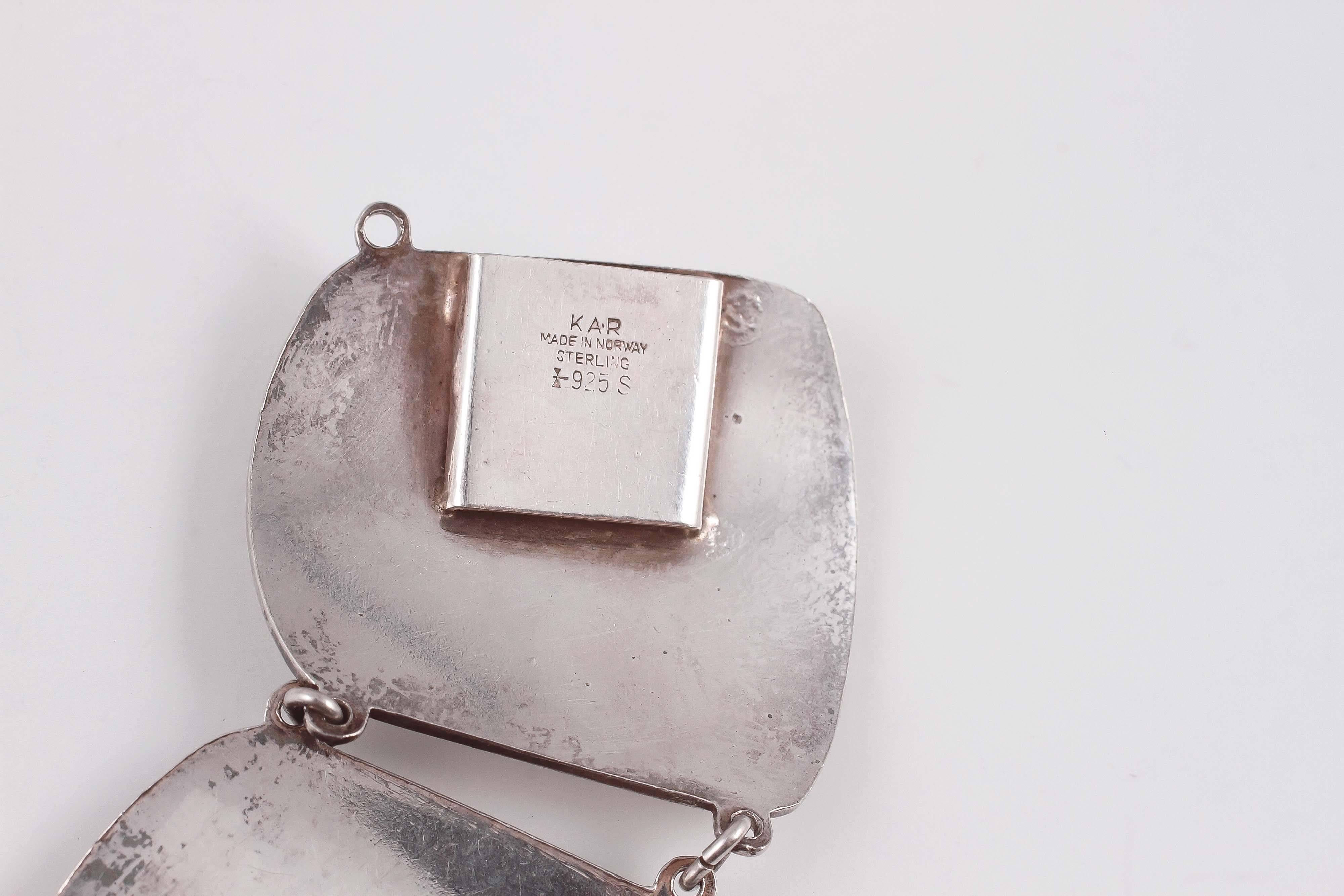 Enamel Sterling Silver Modernist Bracelet by Karl Rasmussen 4