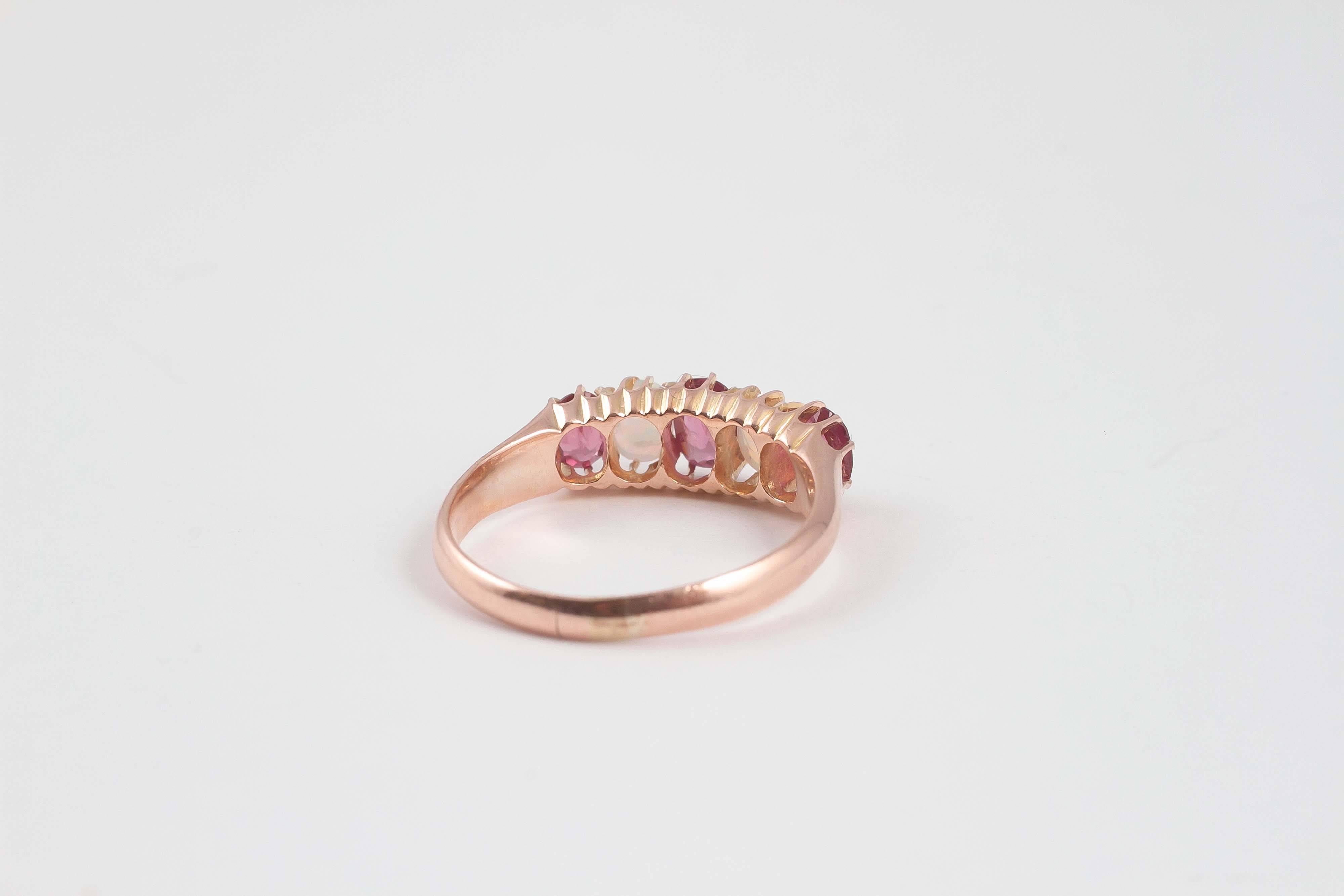 Victorian Opal Ruby Gold Ring 2