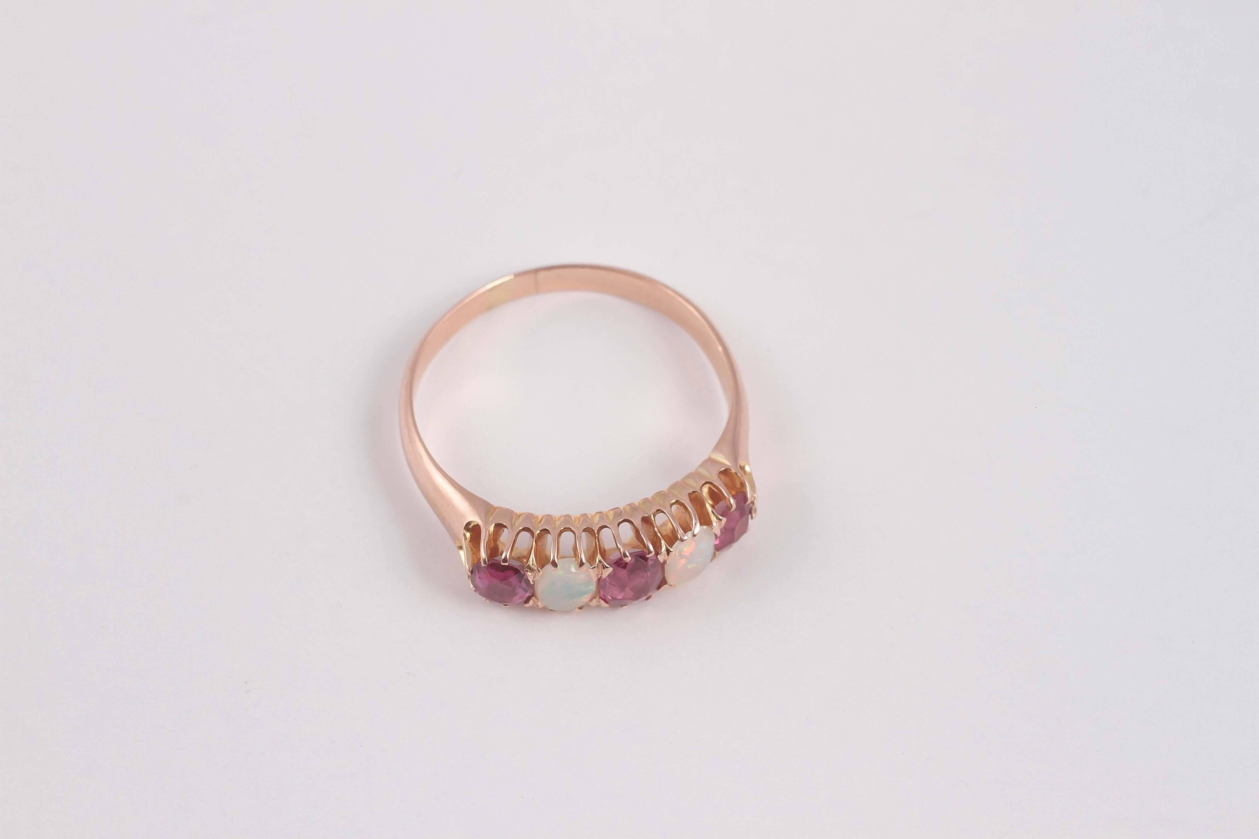 Victorian Opal Ruby Gold Ring 3