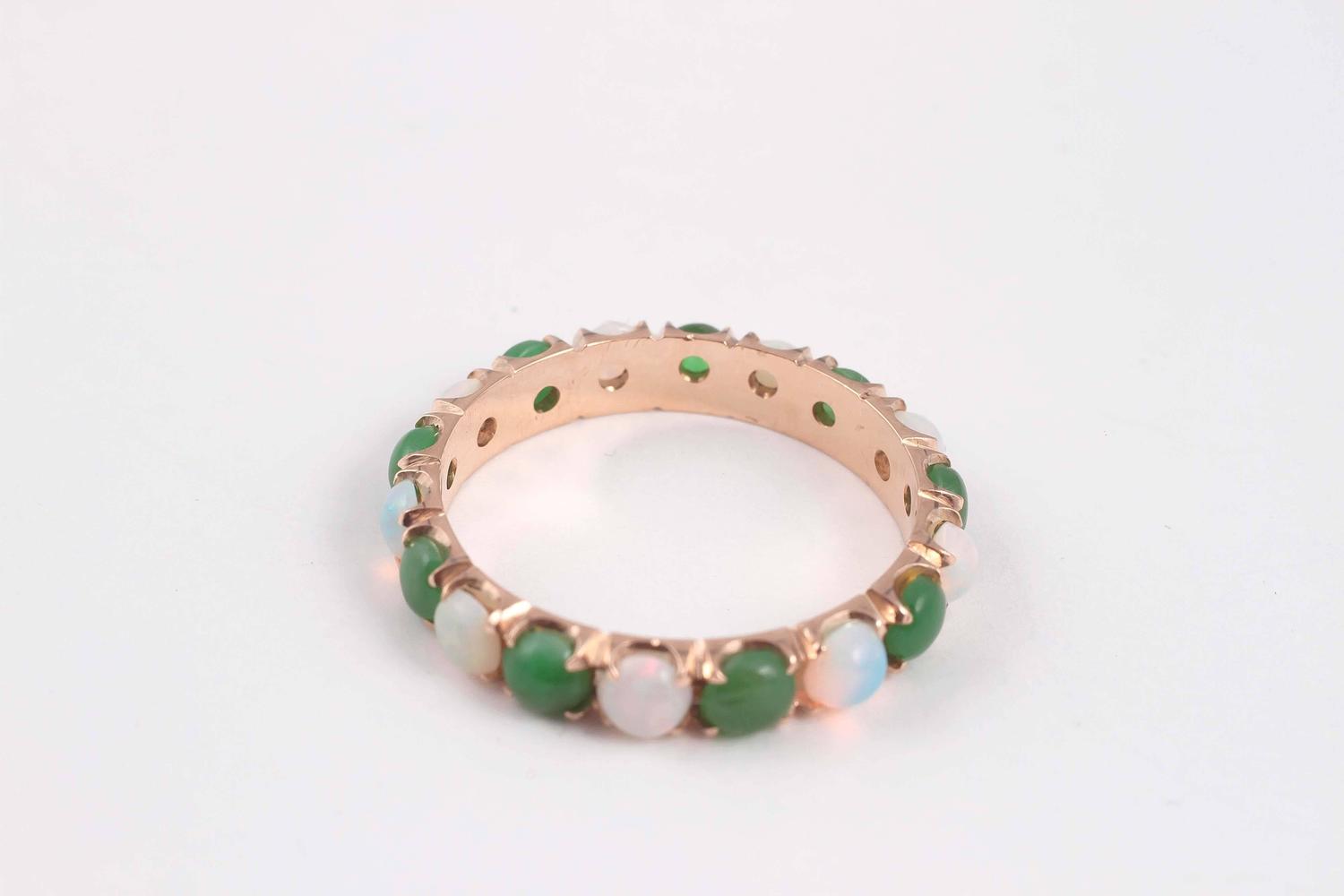 Opal Jade Gold Eternity Ring For Sale at 1stdibs