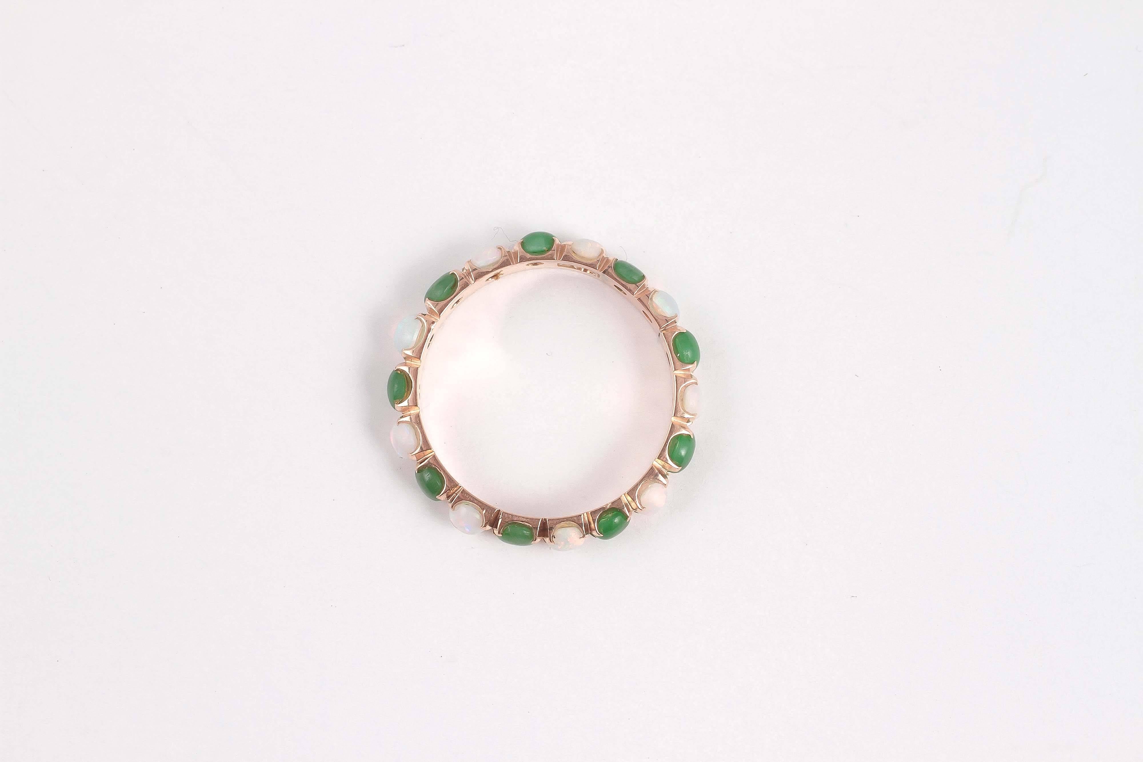 Opal Jade Gold Eternity Ring In Good Condition In Dallas, TX
