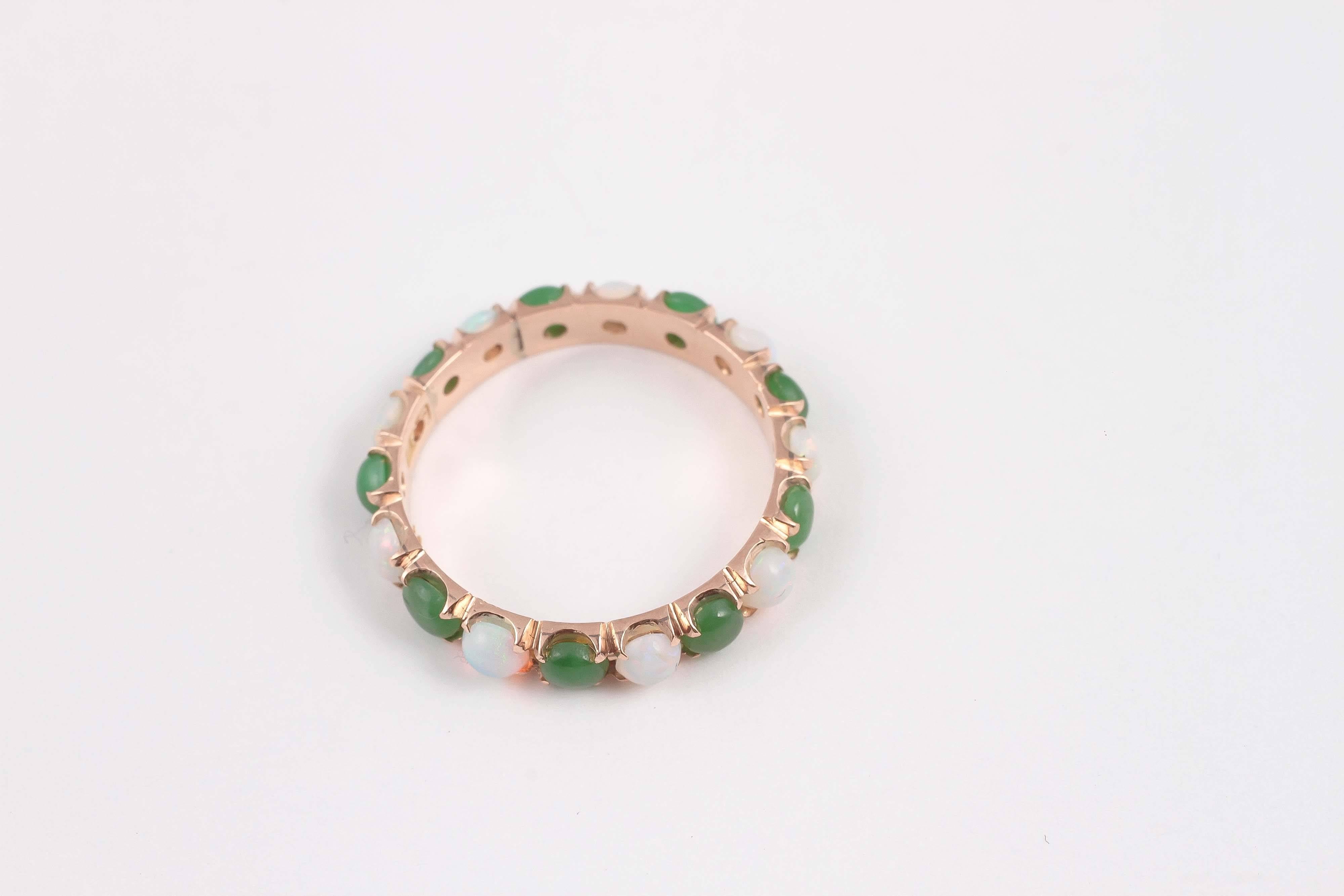 Women's Opal Jade Gold Eternity Ring