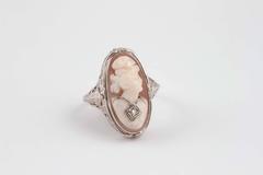 Cameo Onyx Diamond Gold Flip Ring