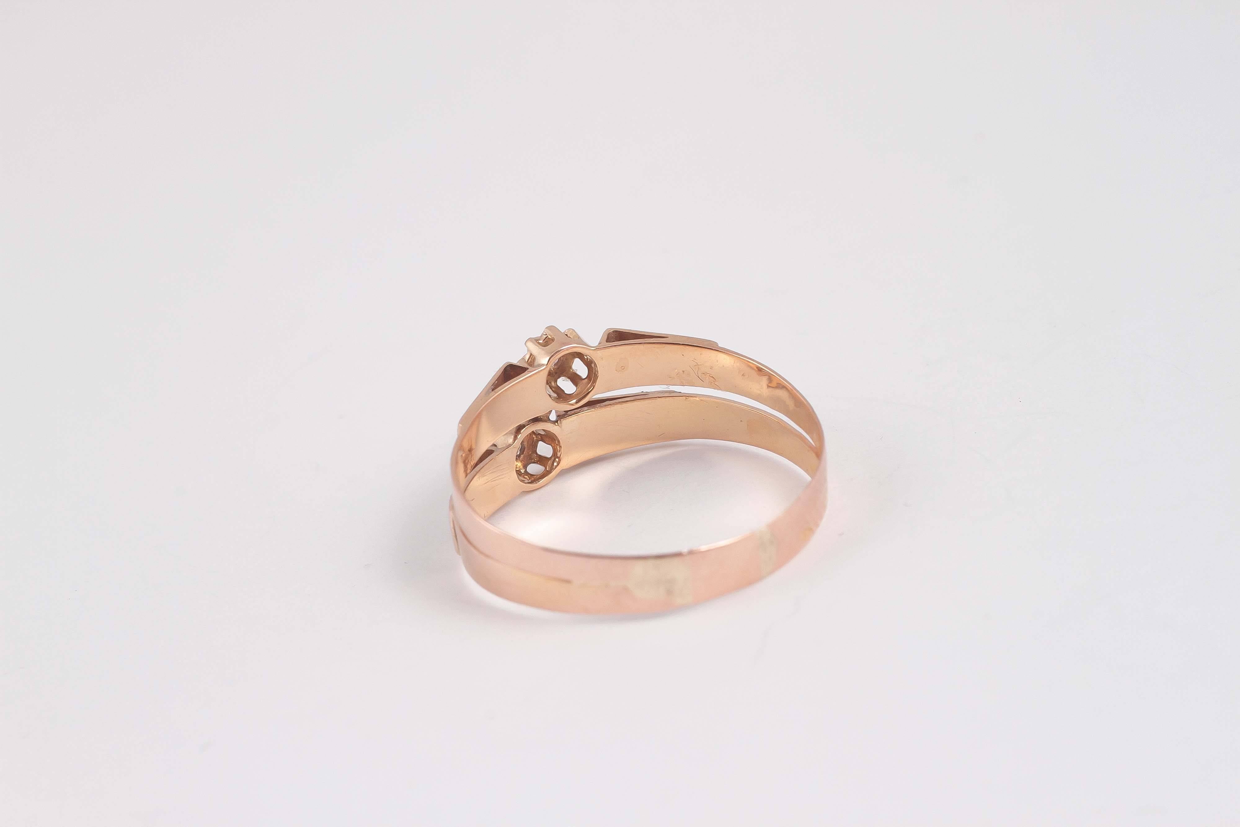 1890er Jahre Love Token-Ring, Saatperlen-Diamant-Gold Damen