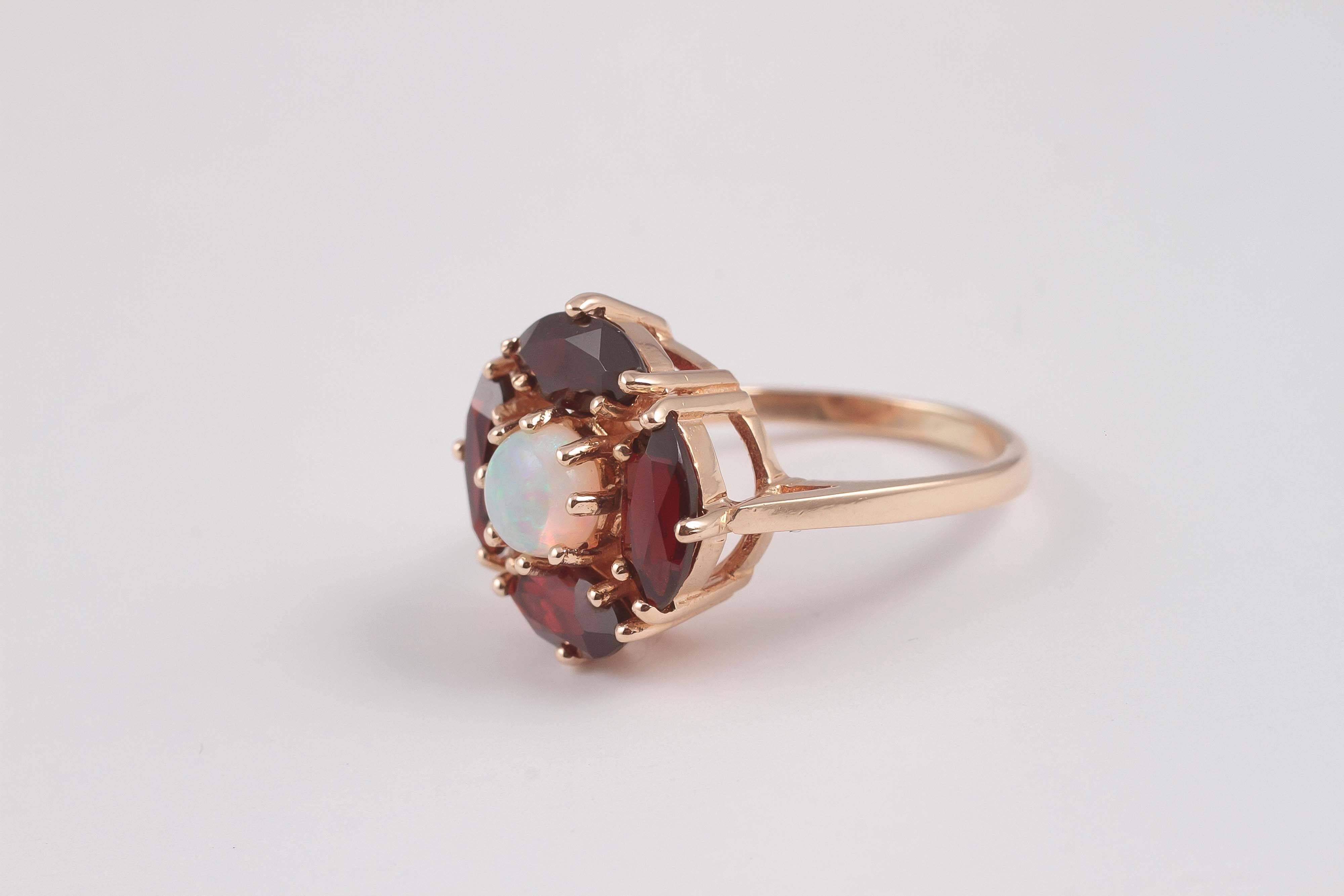 opal and garnet engagement ring