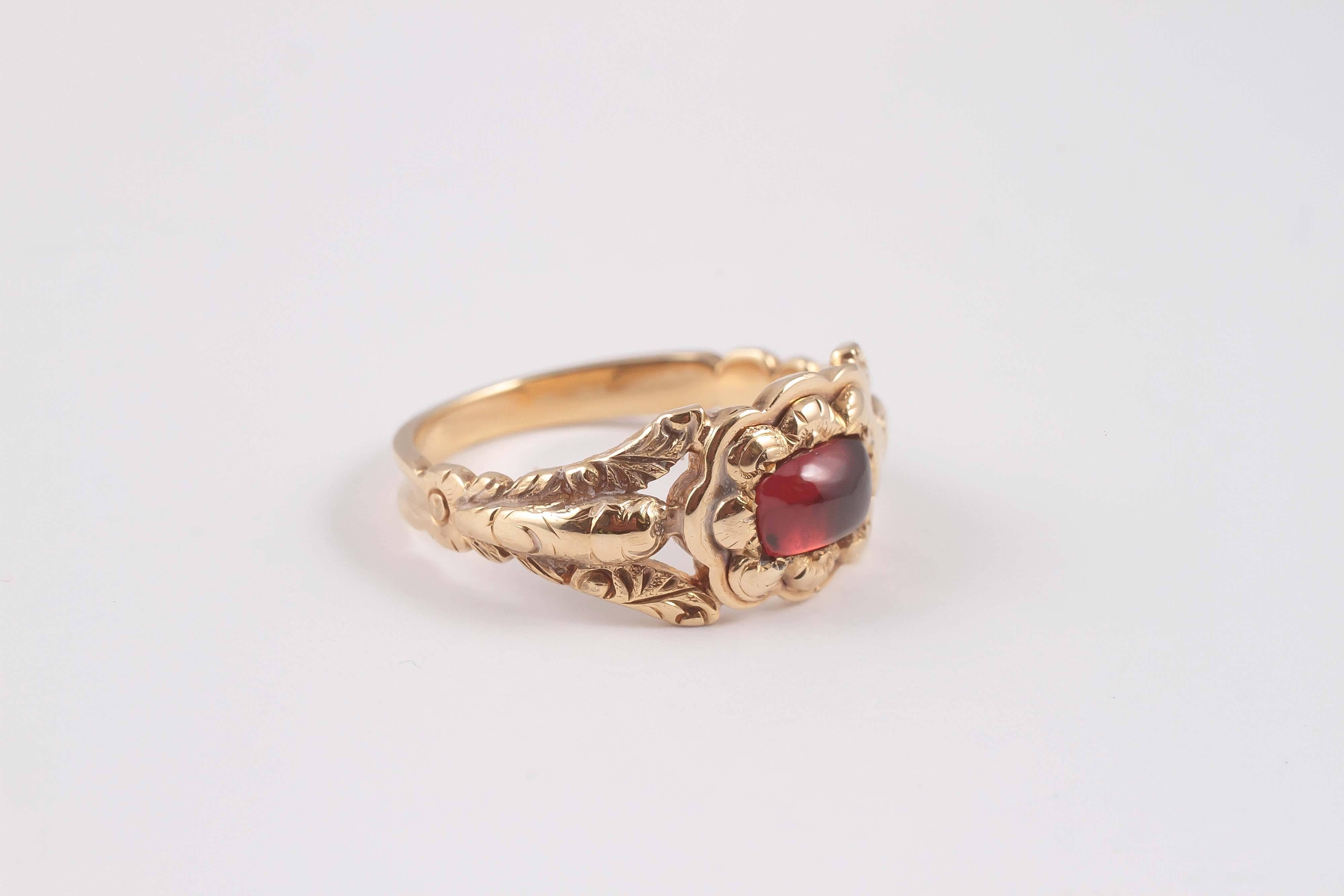 Women's or Men's Georgian Garnet Gold Ring