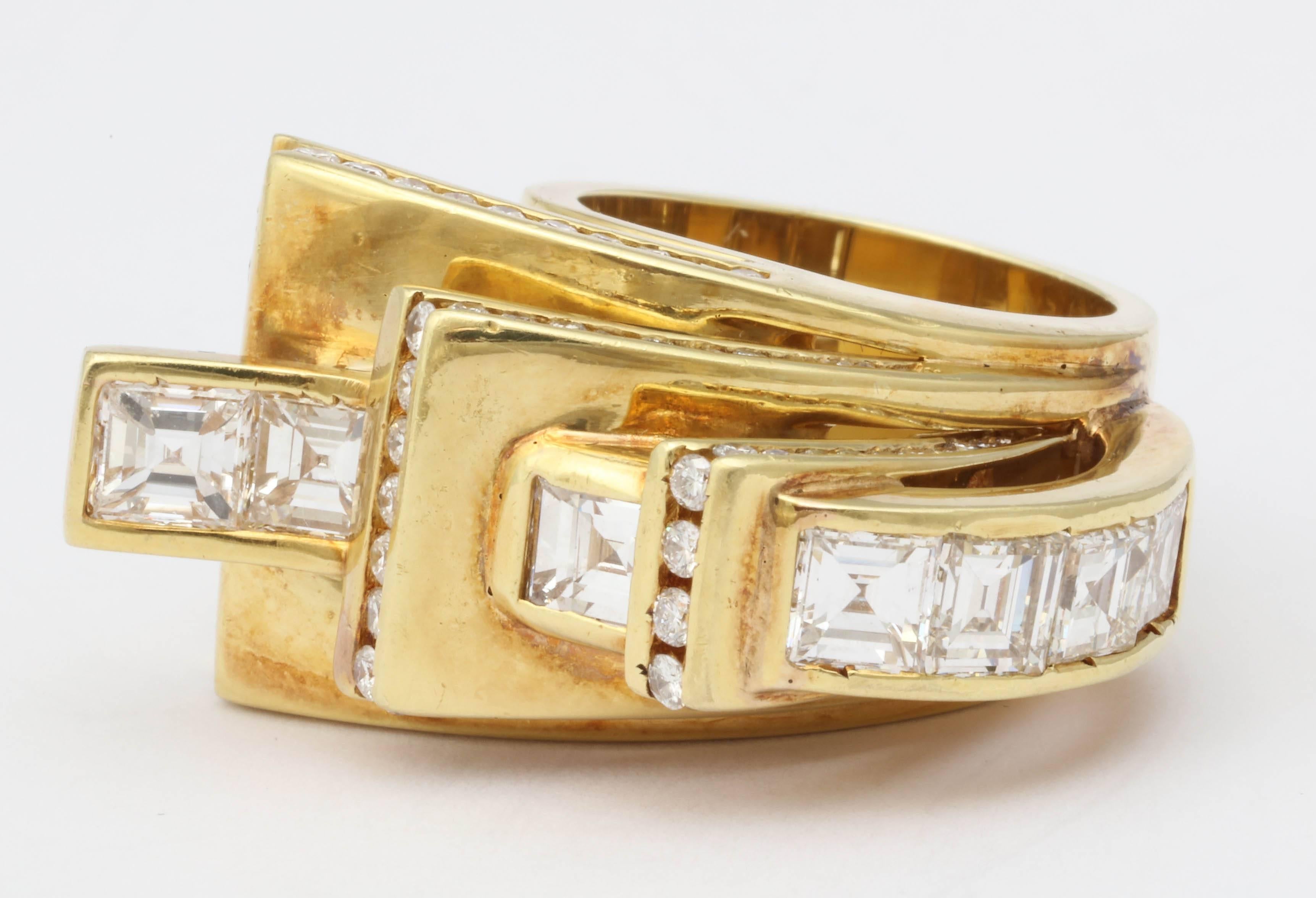 Diamond Gold High Style Ring In Excellent Condition In New York, NY