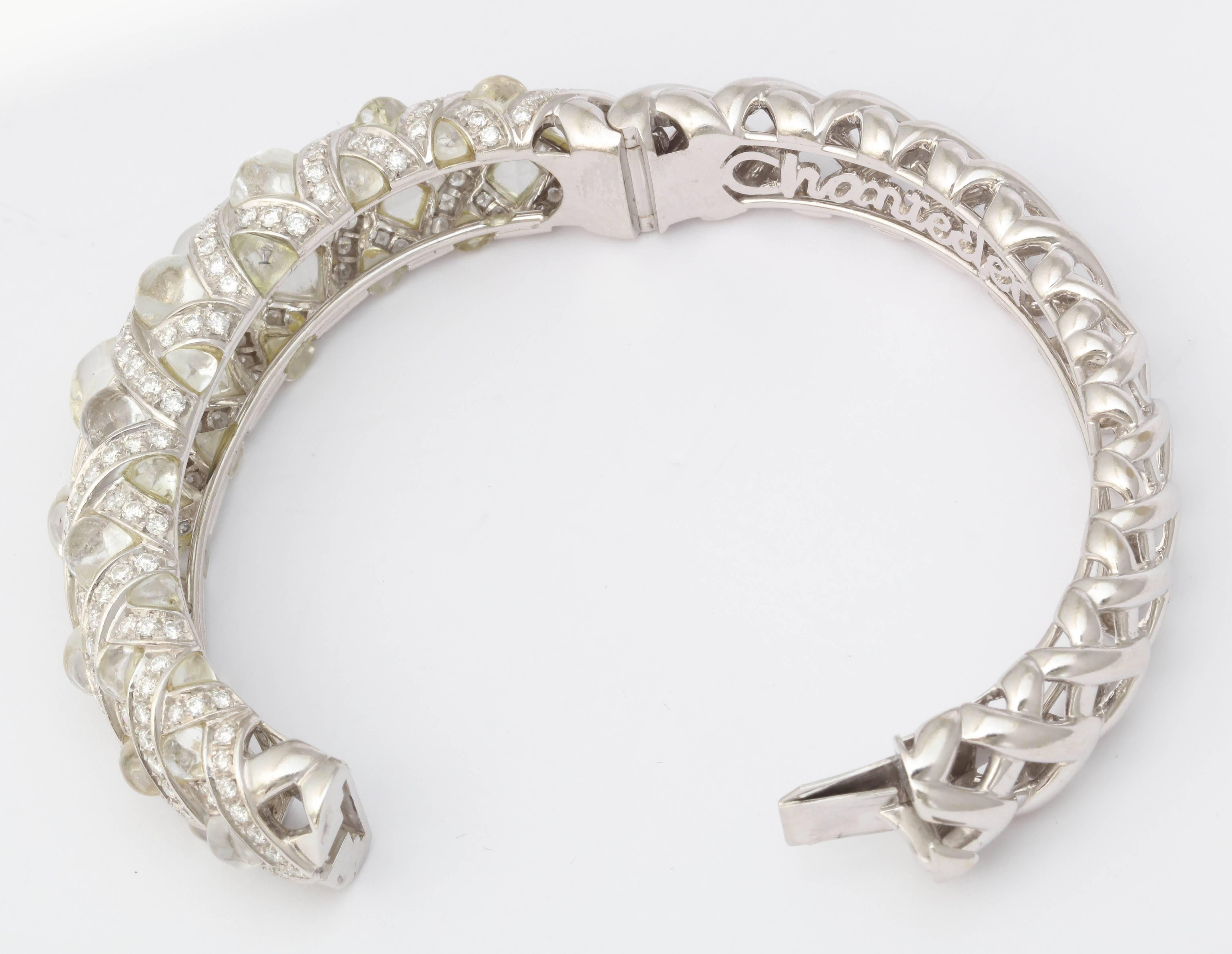 Chanticleer Moonstone Diamond Gold Bangle Bracelet 2