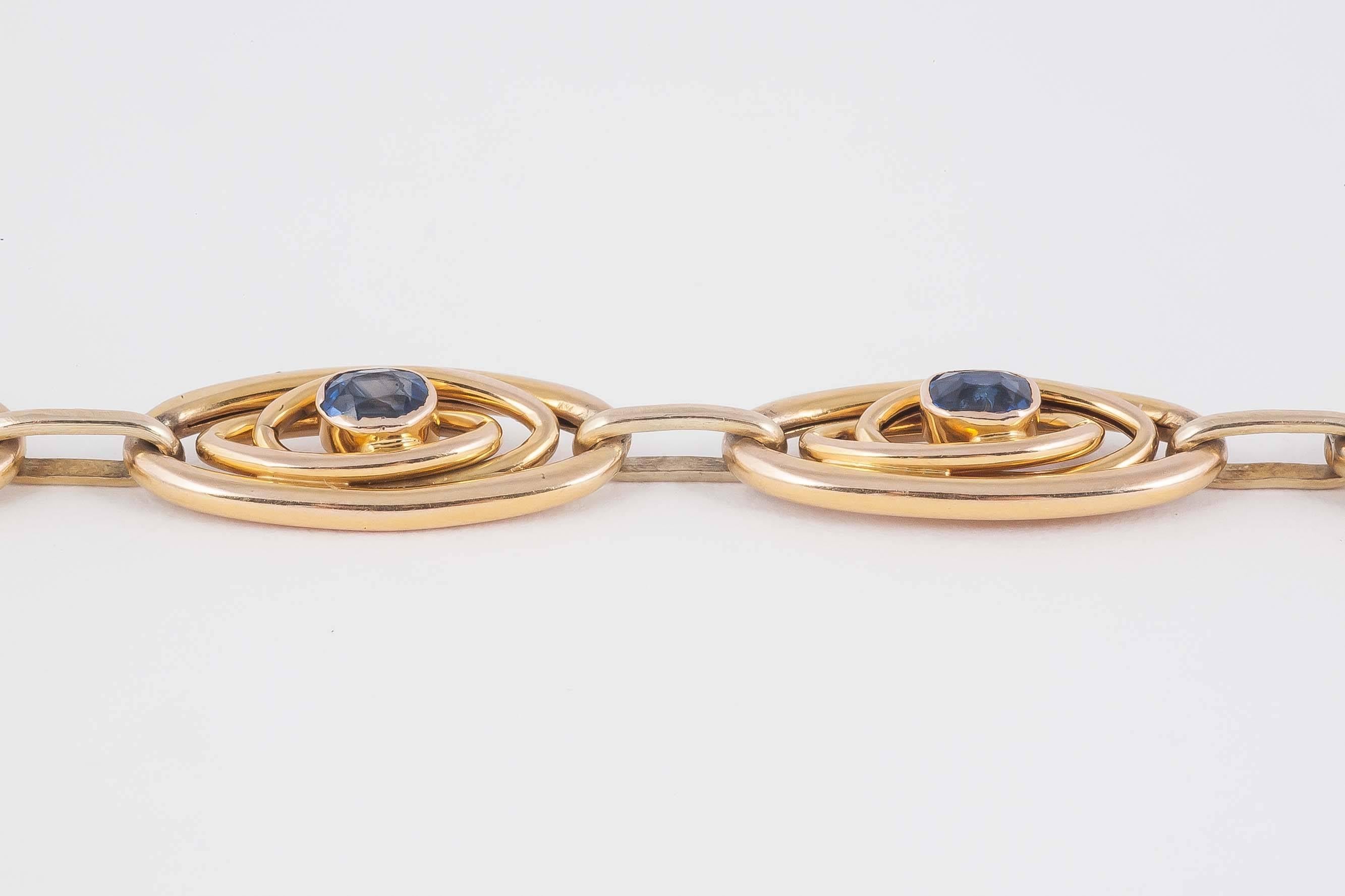 Women's Edwardian Sapphire Gold Bracelet For Sale