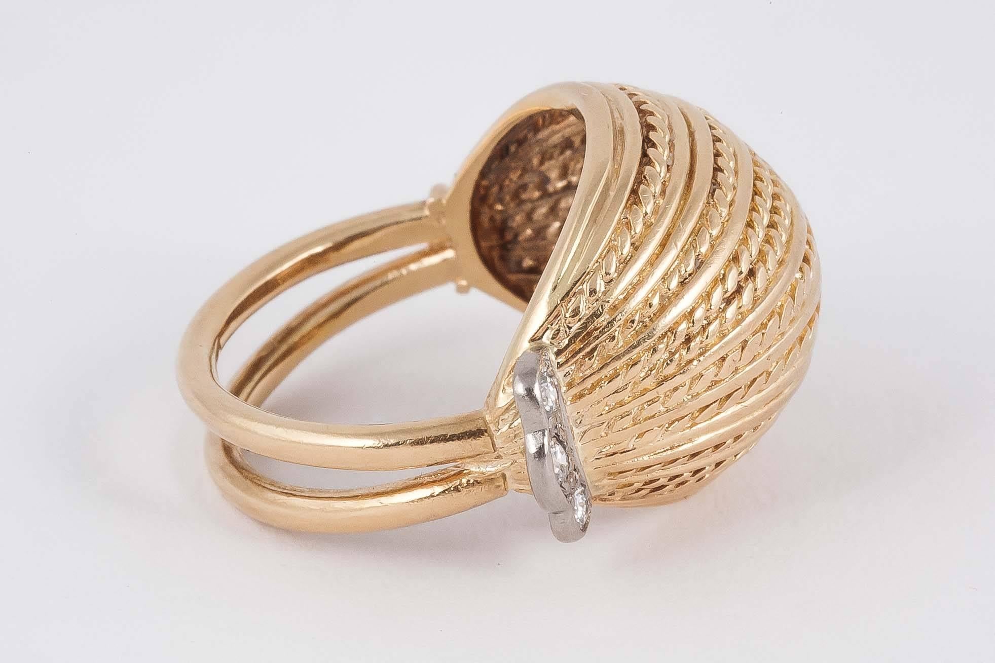 Modern Diamond Gold Ring by George Jensen For Sale