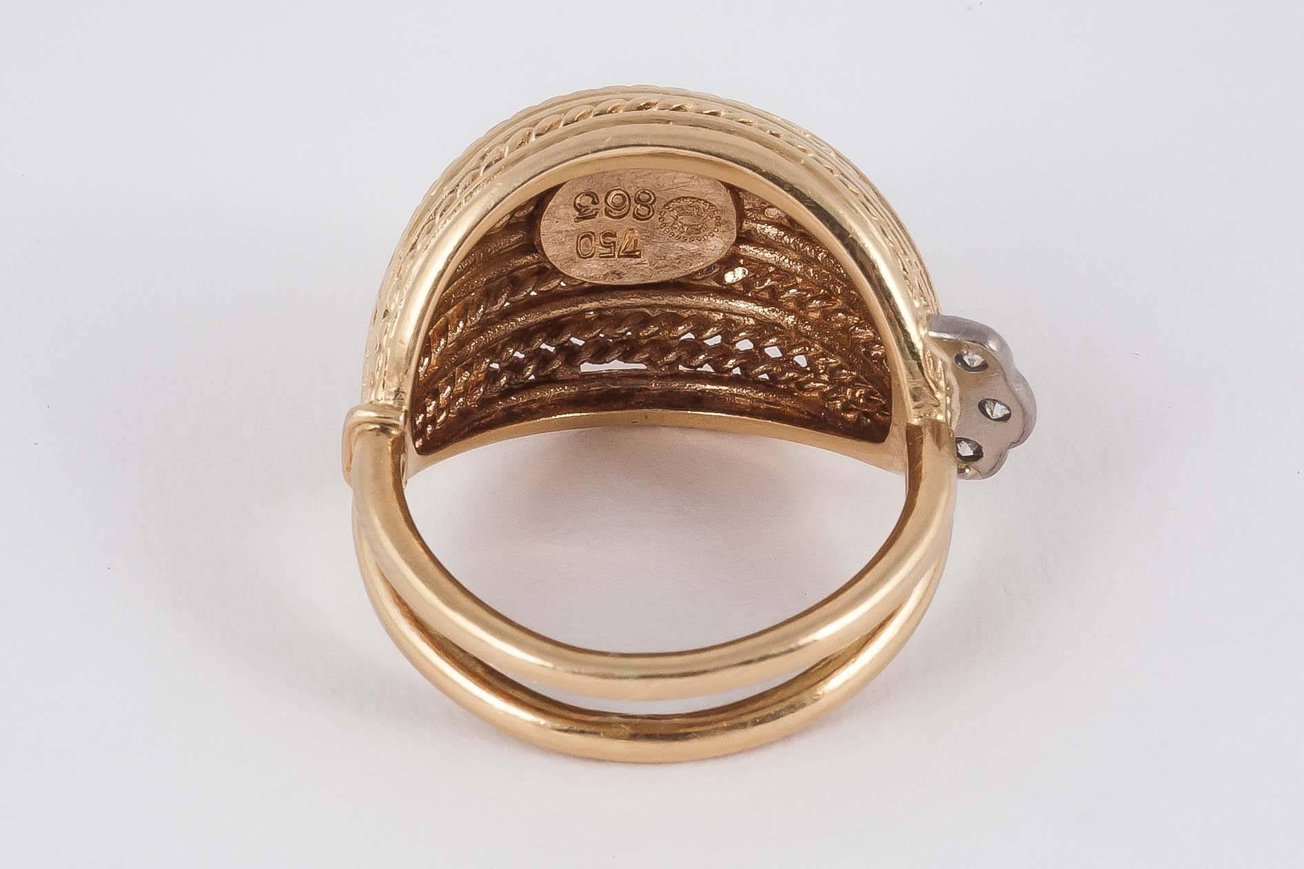 Diamond Gold Ring by George Jensen In Excellent Condition For Sale In London, GB