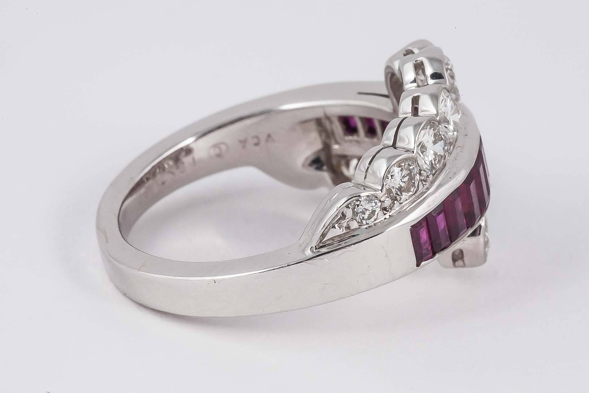 Modern Van Cleef & Arpels Ruby Diamond Gold Ring For Sale