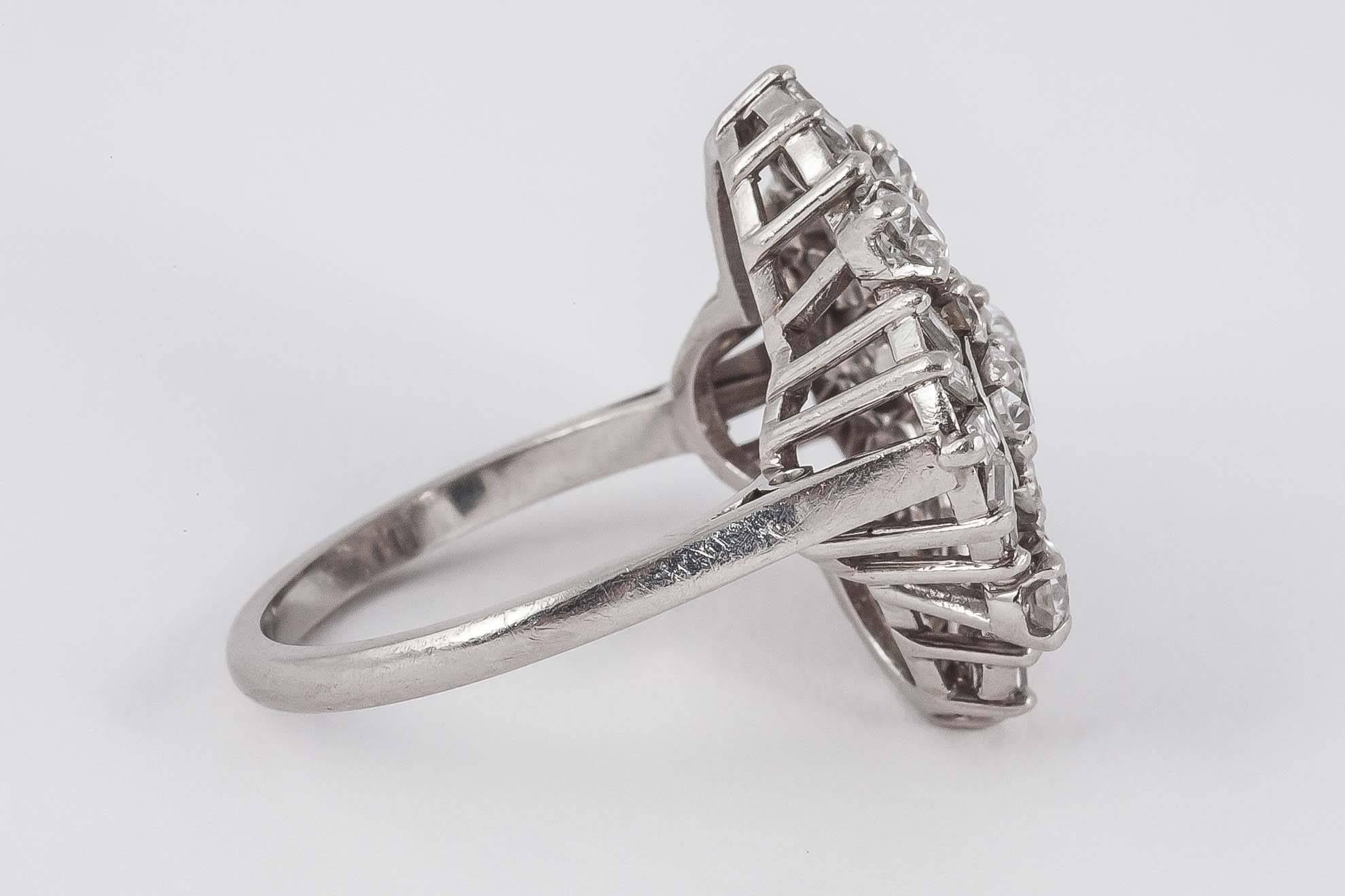 Modern Diamond Platinum Ring For Sale