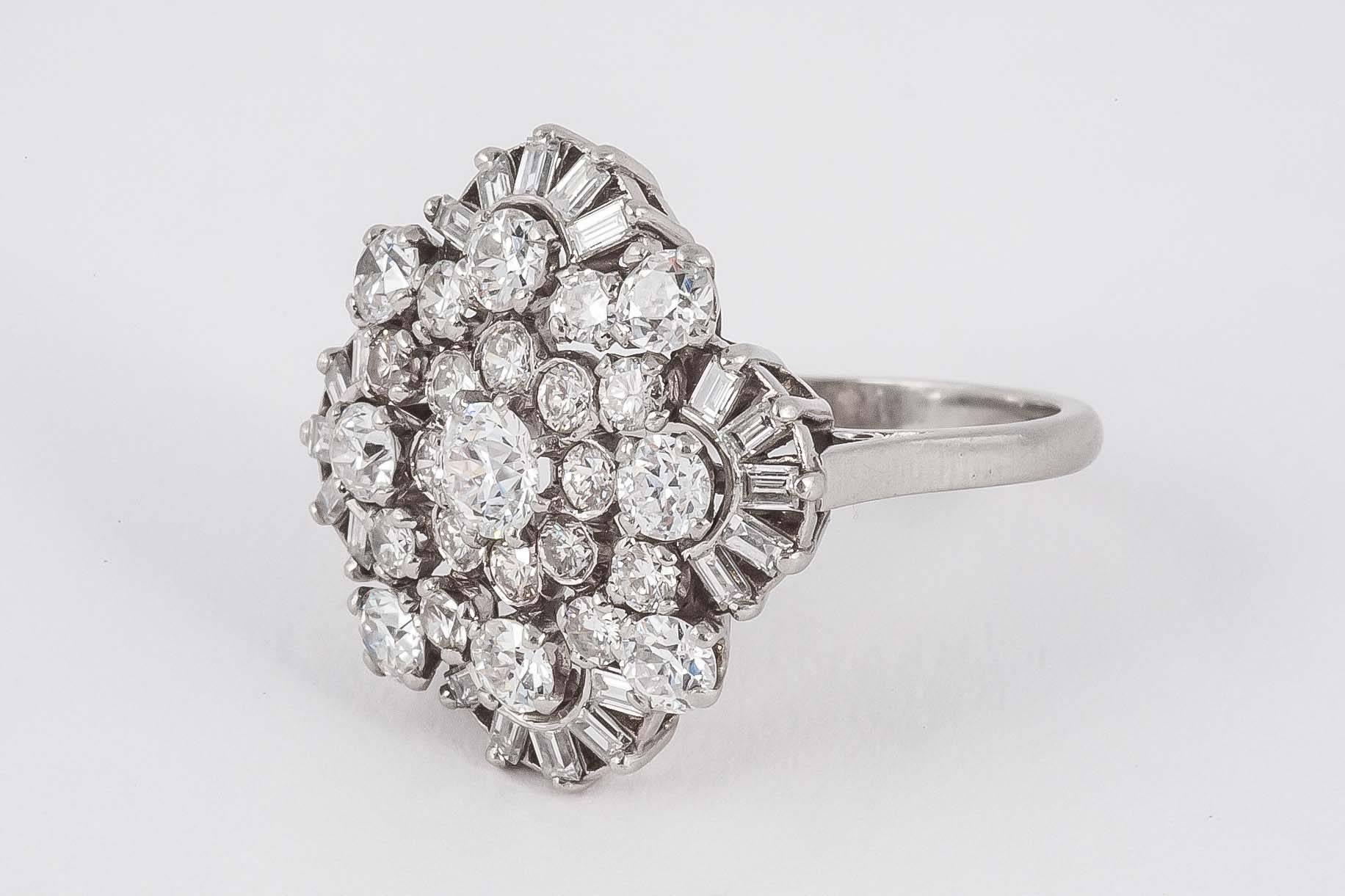 Women's Diamond Platinum Ring For Sale