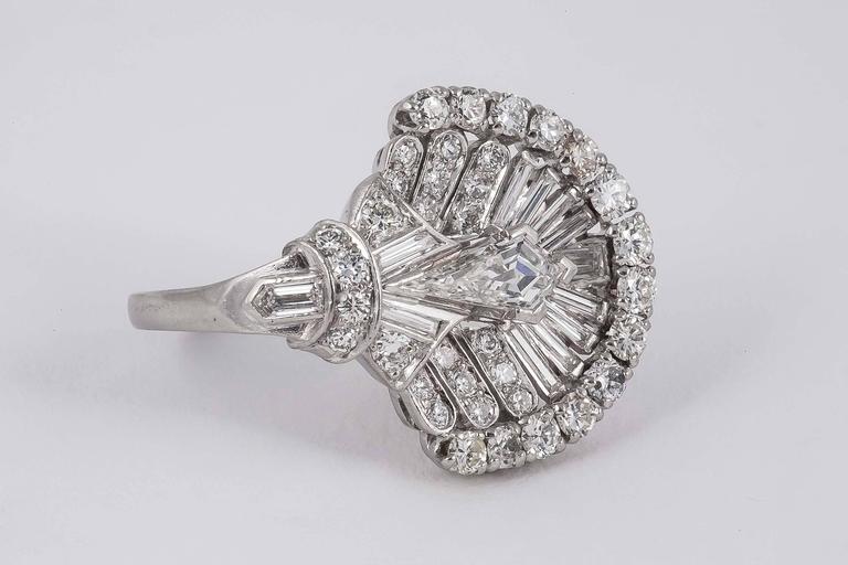 Diamond Platinum Fan Shaped Ring For Sale at 1stDibs
