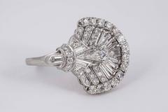Diamond Platinum Fan Shaped Ring