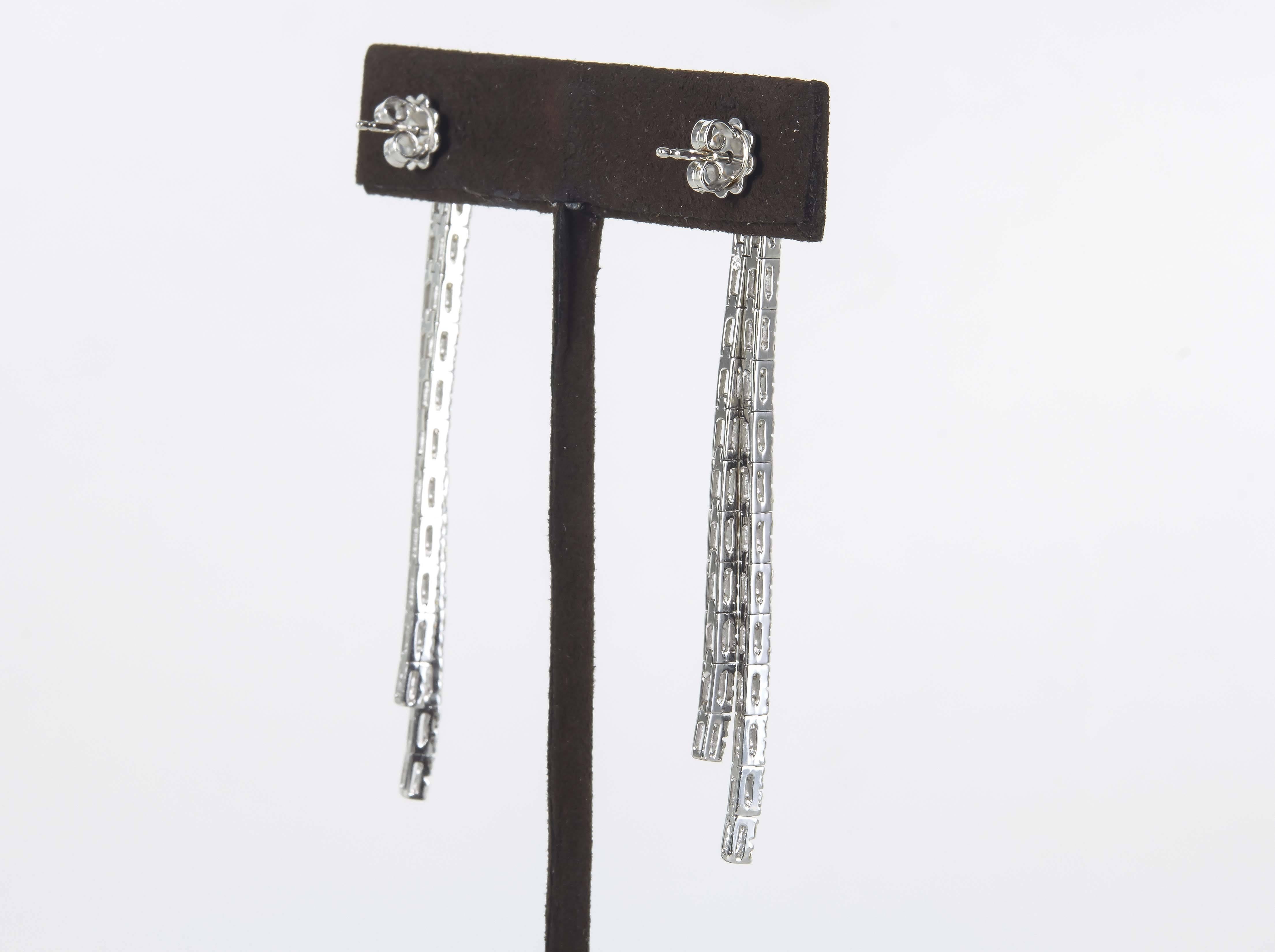 diamond line drop earrings