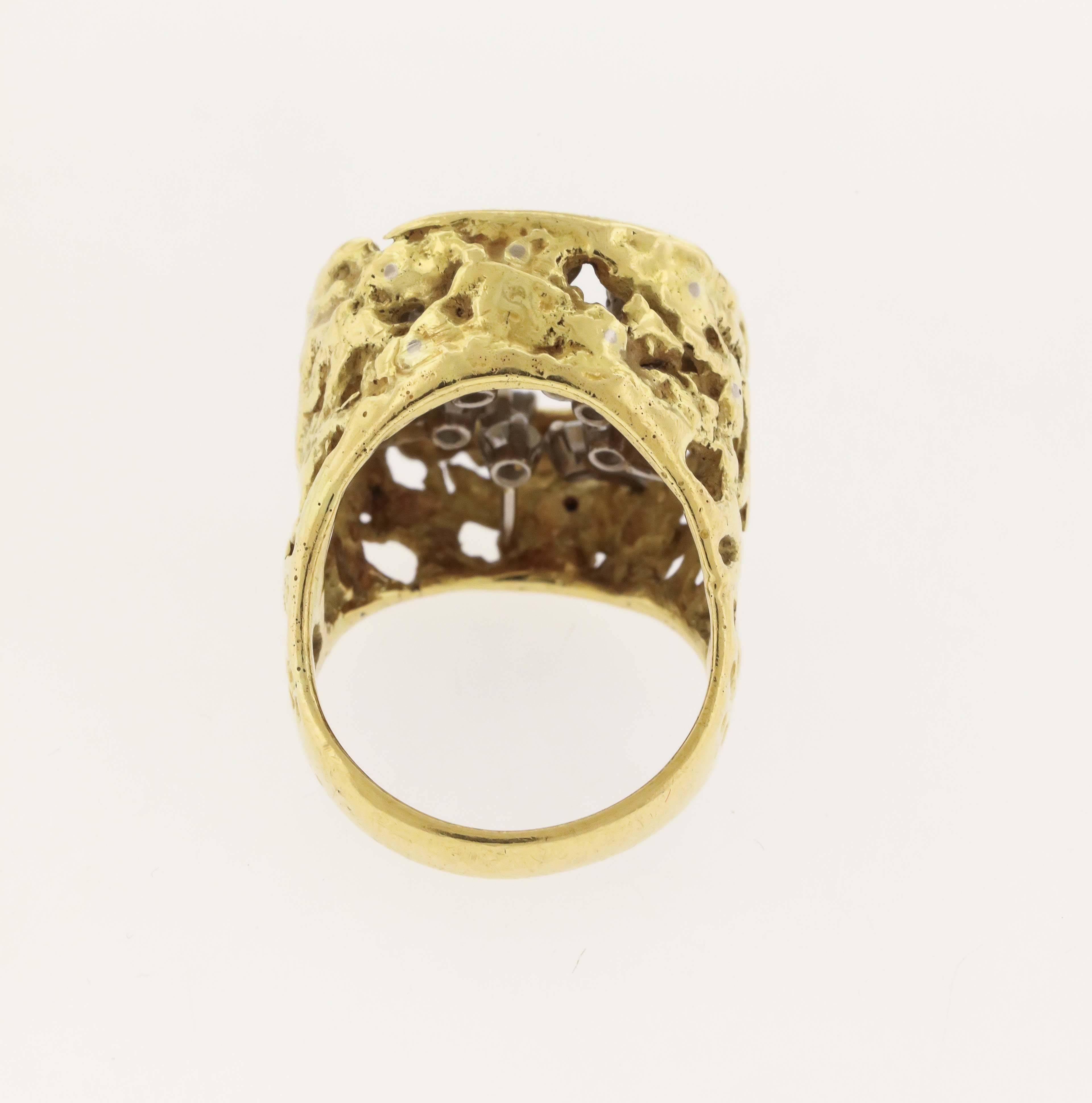 1972 John Donald Diamond Gold Ring  In Excellent Condition In New York, NY