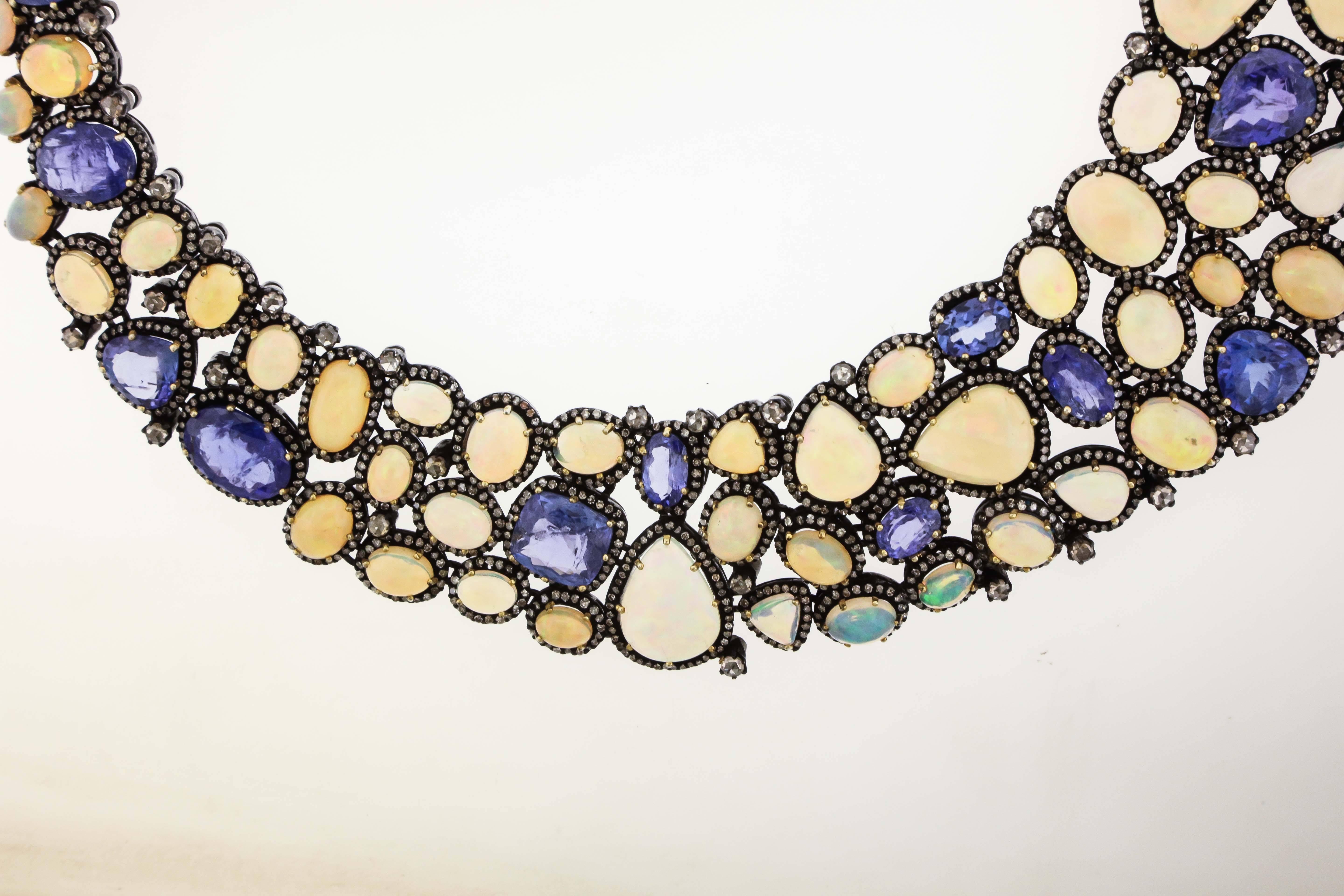 opal and tanzanite necklace