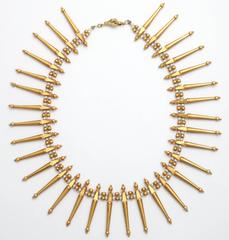 Classical Gold and Pearl Fringe Necklace and Earrings