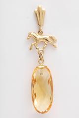Charming Citrine and Gold Equestrian Earrings