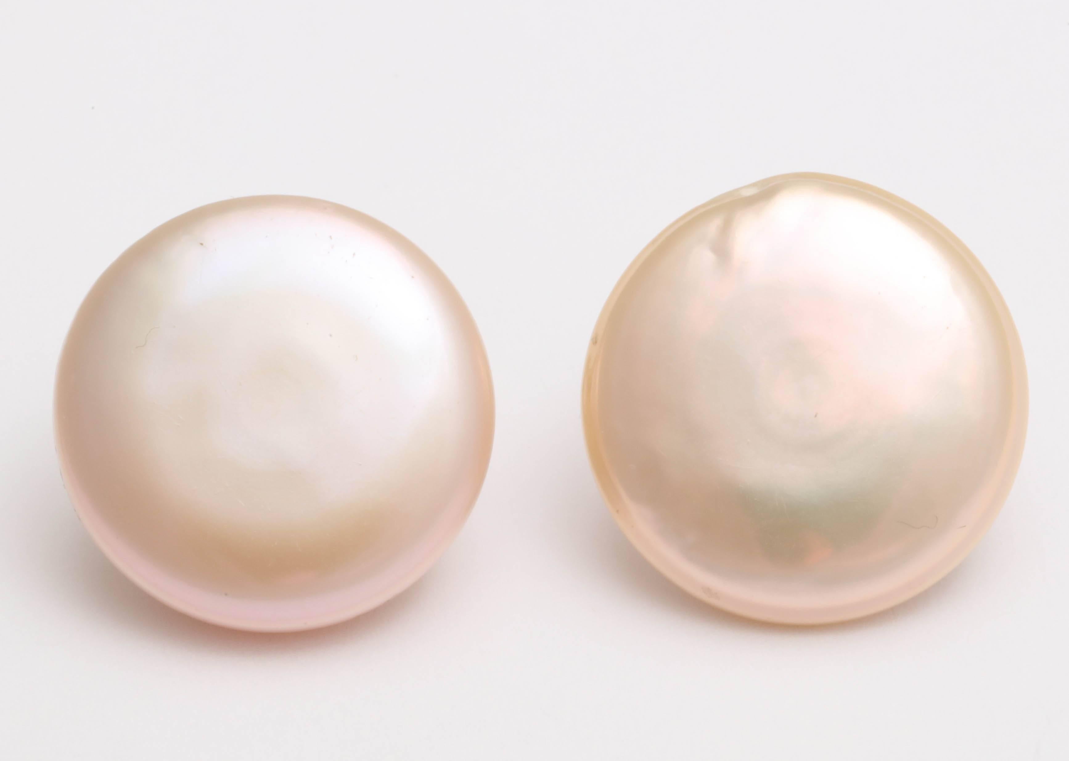 Contemporary Stunning Button Pearl Clip Earrings For Sale