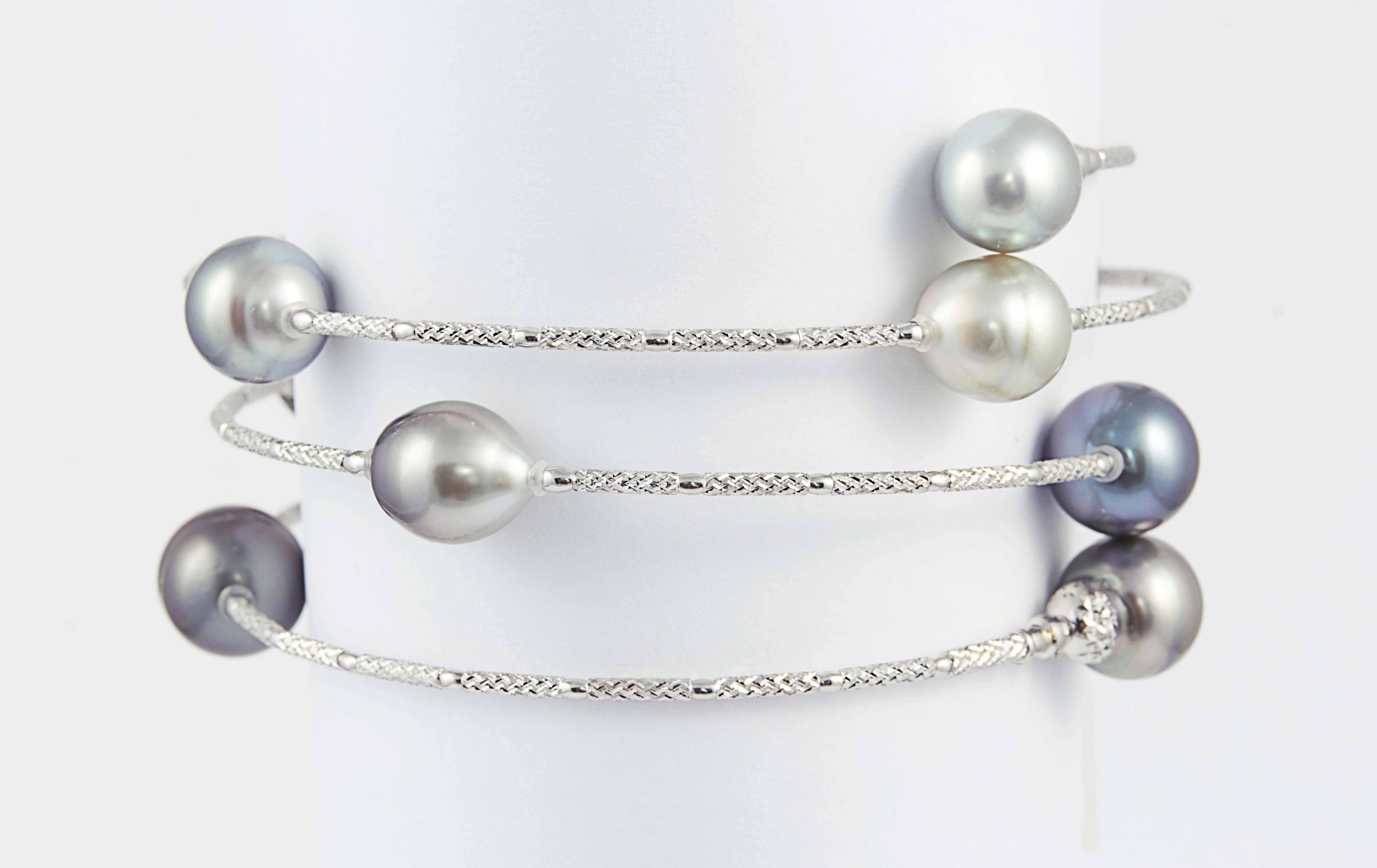 Tahitian Pearls Long Wrap Around Snake Bracelet In New Condition In New York, NY