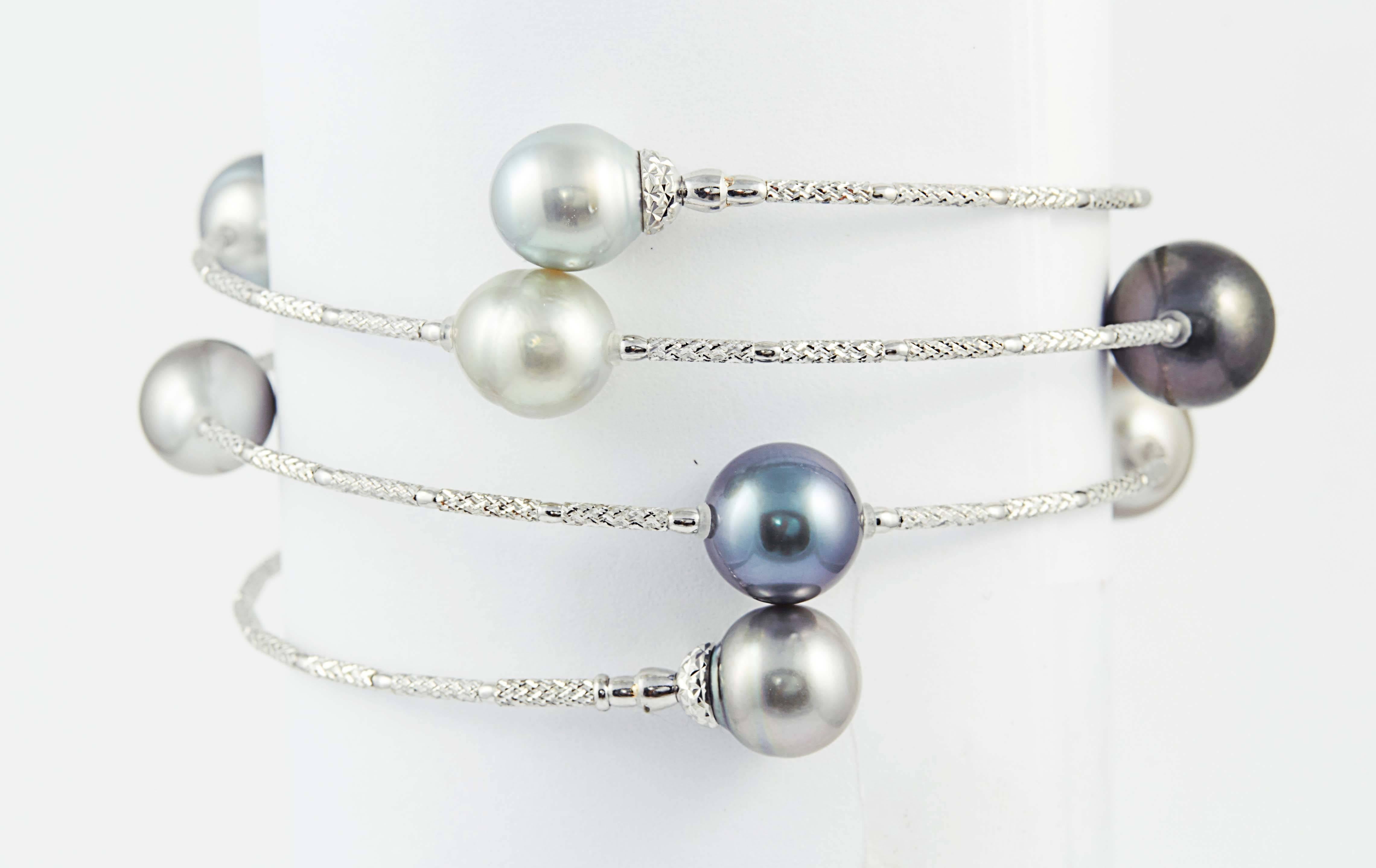 Women's Tahitian Pearls Long Wrap Around Snake Bracelet