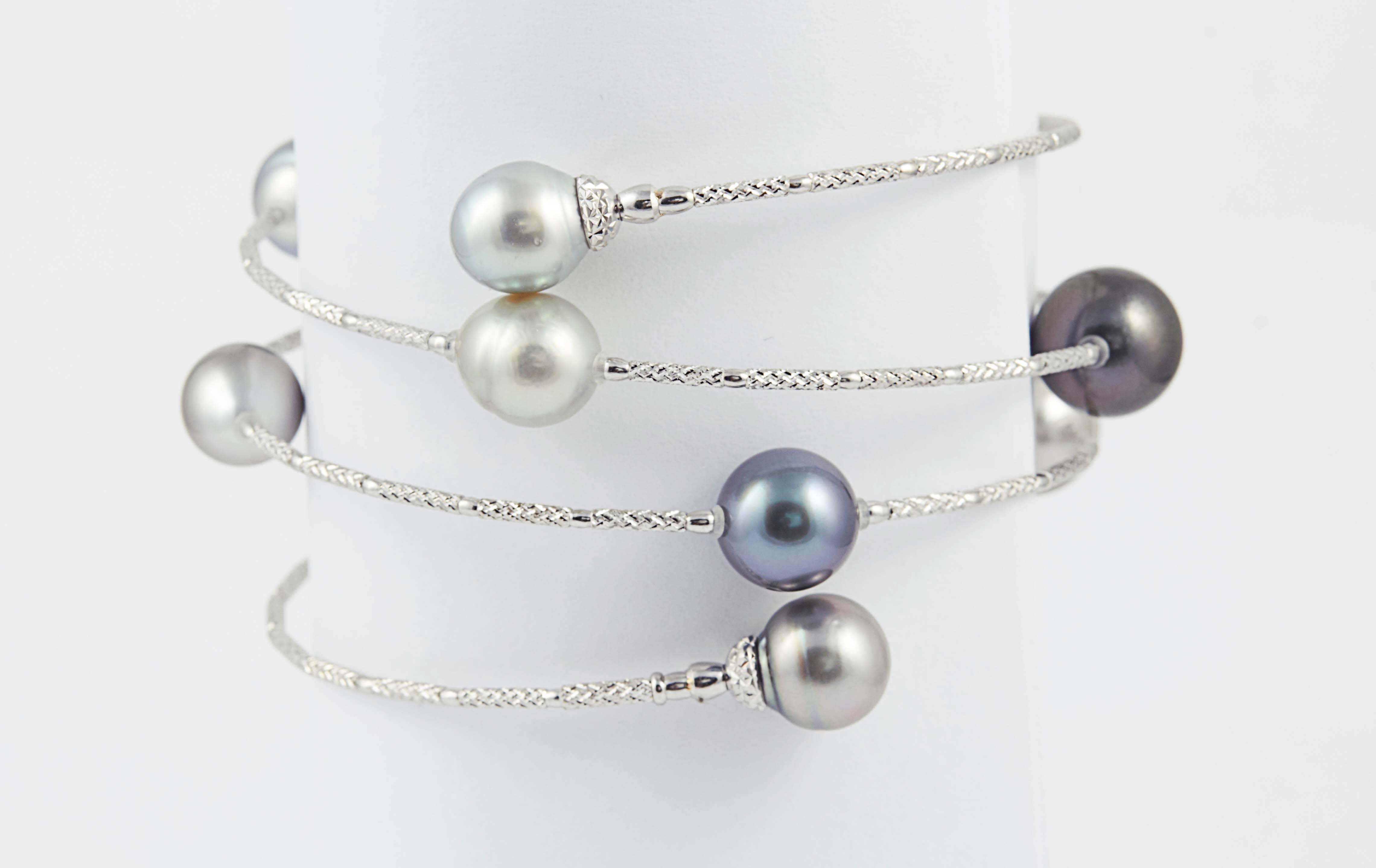 Tahitian Pearls Long Wrap Around Snake Bracelet 1