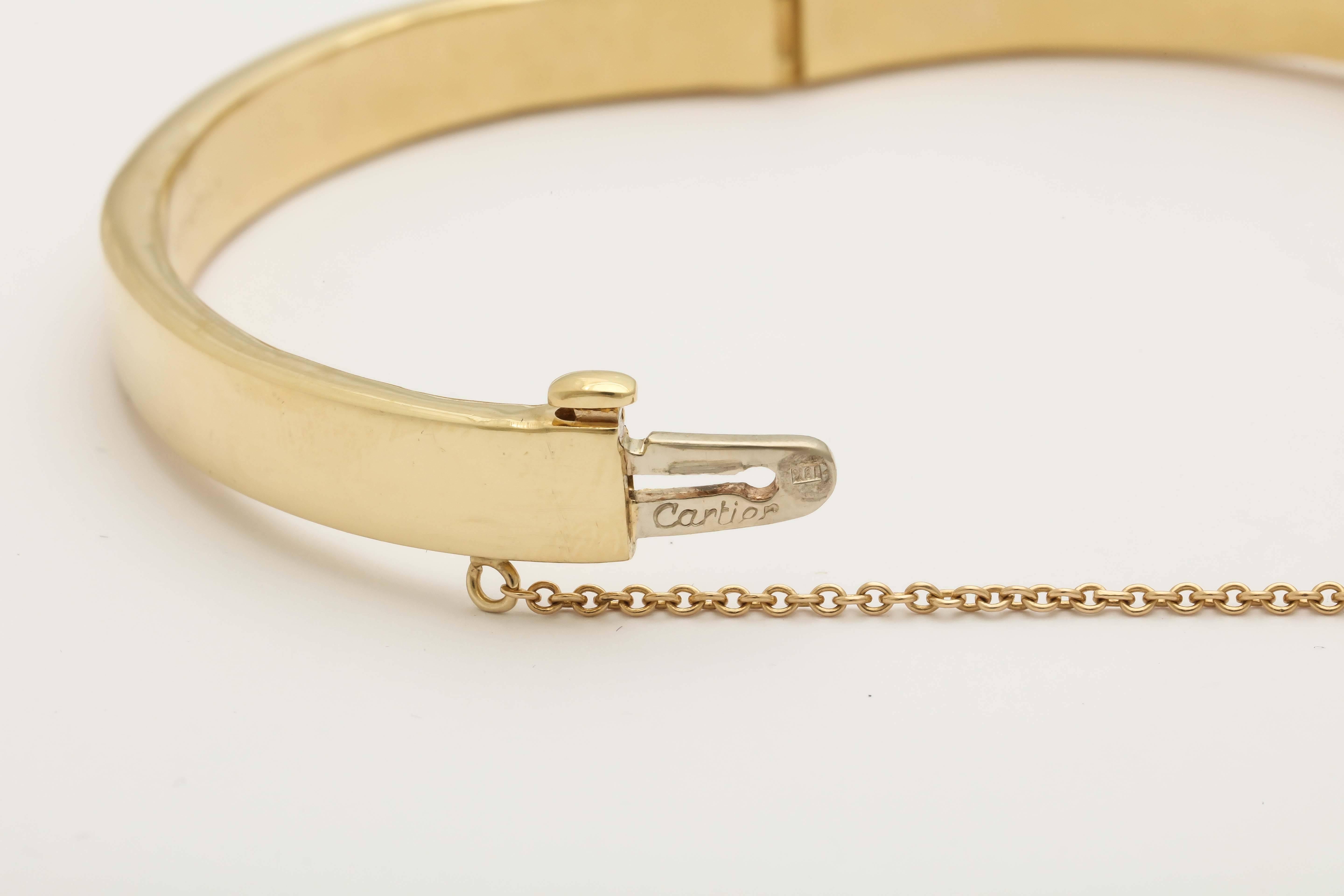 1980s Cartier New York Diamond Gold Hinged Bangle Bracelet 2