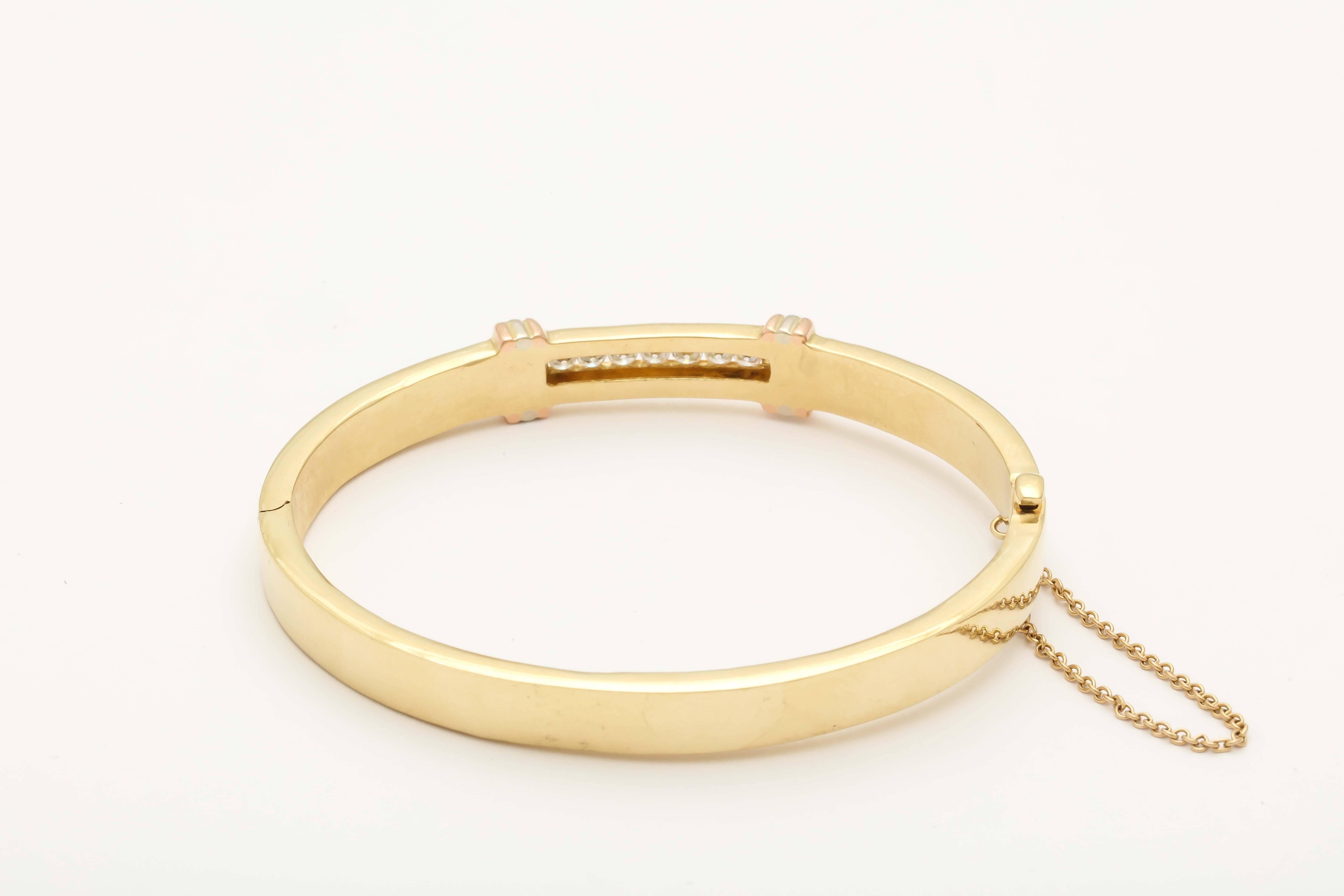 1980s Cartier New York Diamond Gold Hinged Bangle Bracelet 3