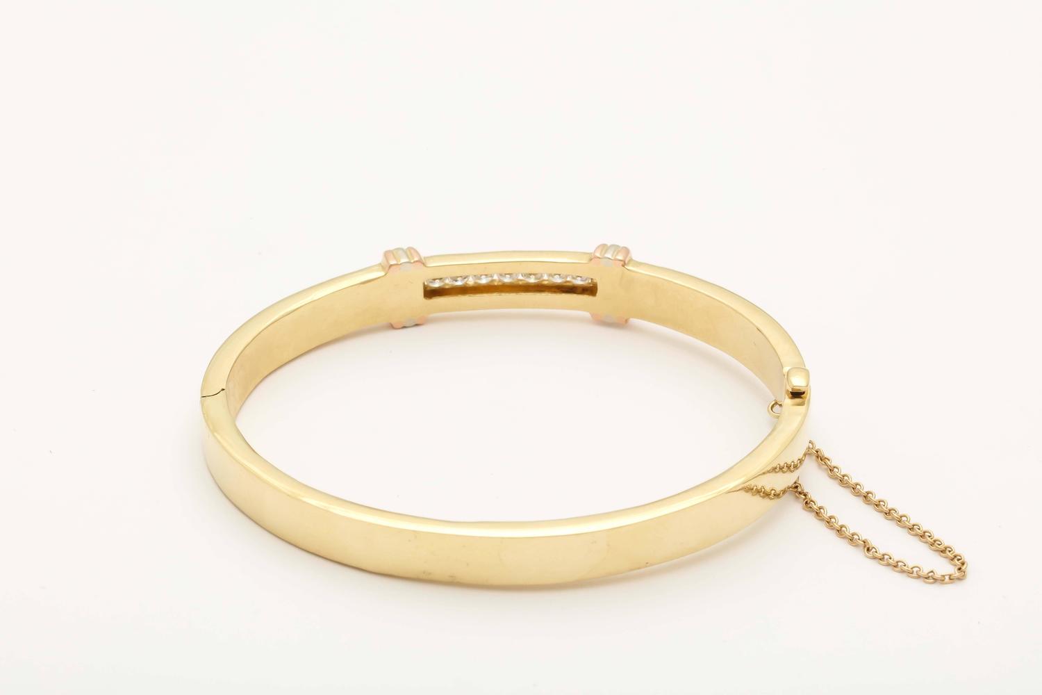 1980s Cartier New York Diamond Gold Hinged Bangle Bracelet For Sale at ...