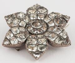 Georgian White Paste Brooch of a Flower, Mounted in Silver, English circa 1770
