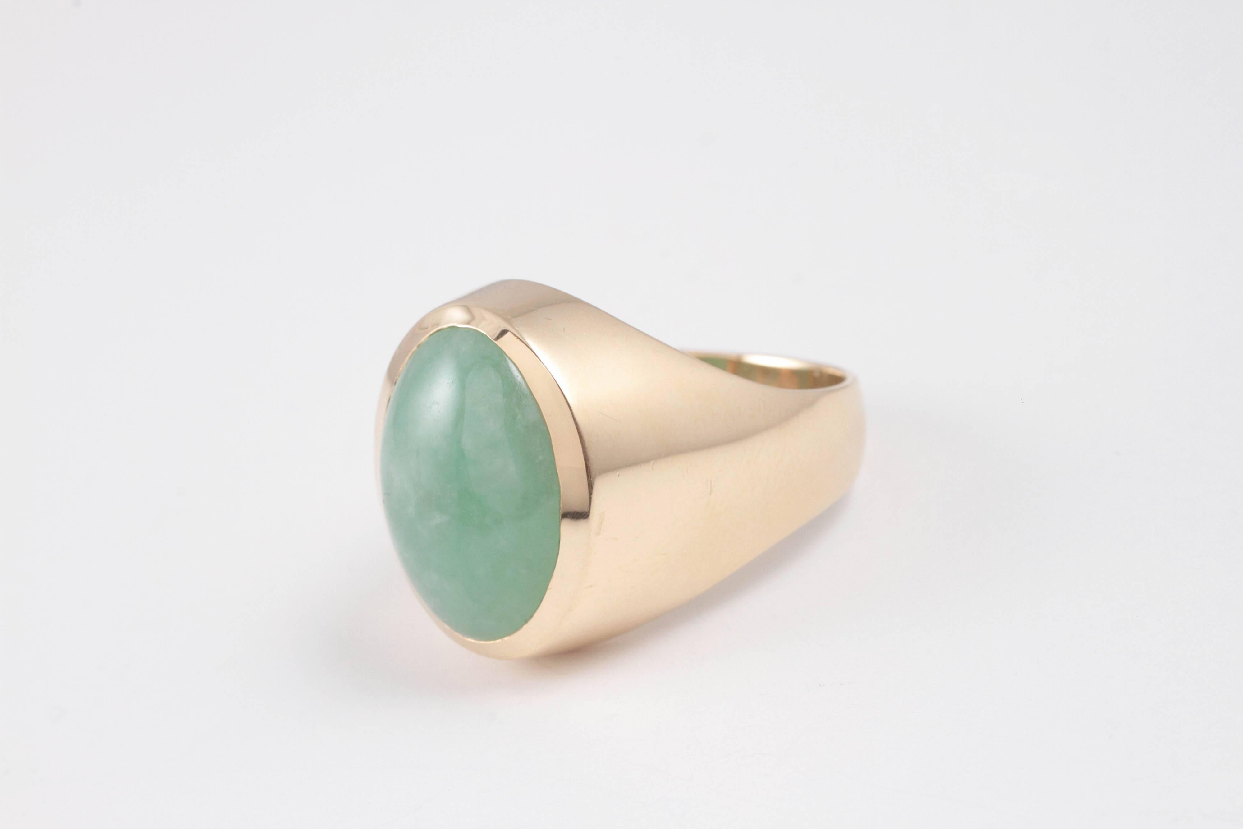 Contemporary Jade Gold Ring