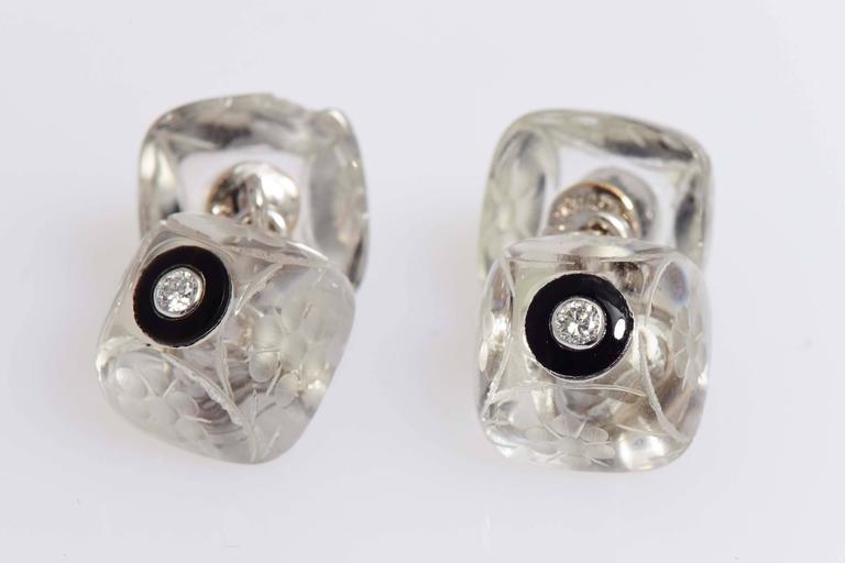 Rock Crystal and Diamond Cufflinks For Sale at 1stDibs