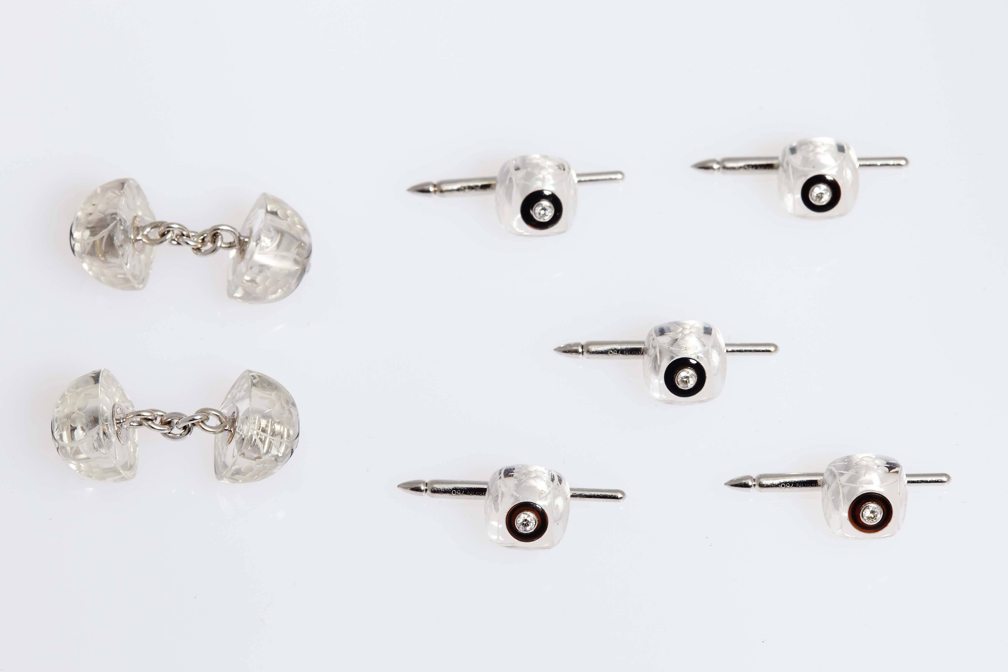 Rock Crystal & Diamond Cufflinks  For Sale 2