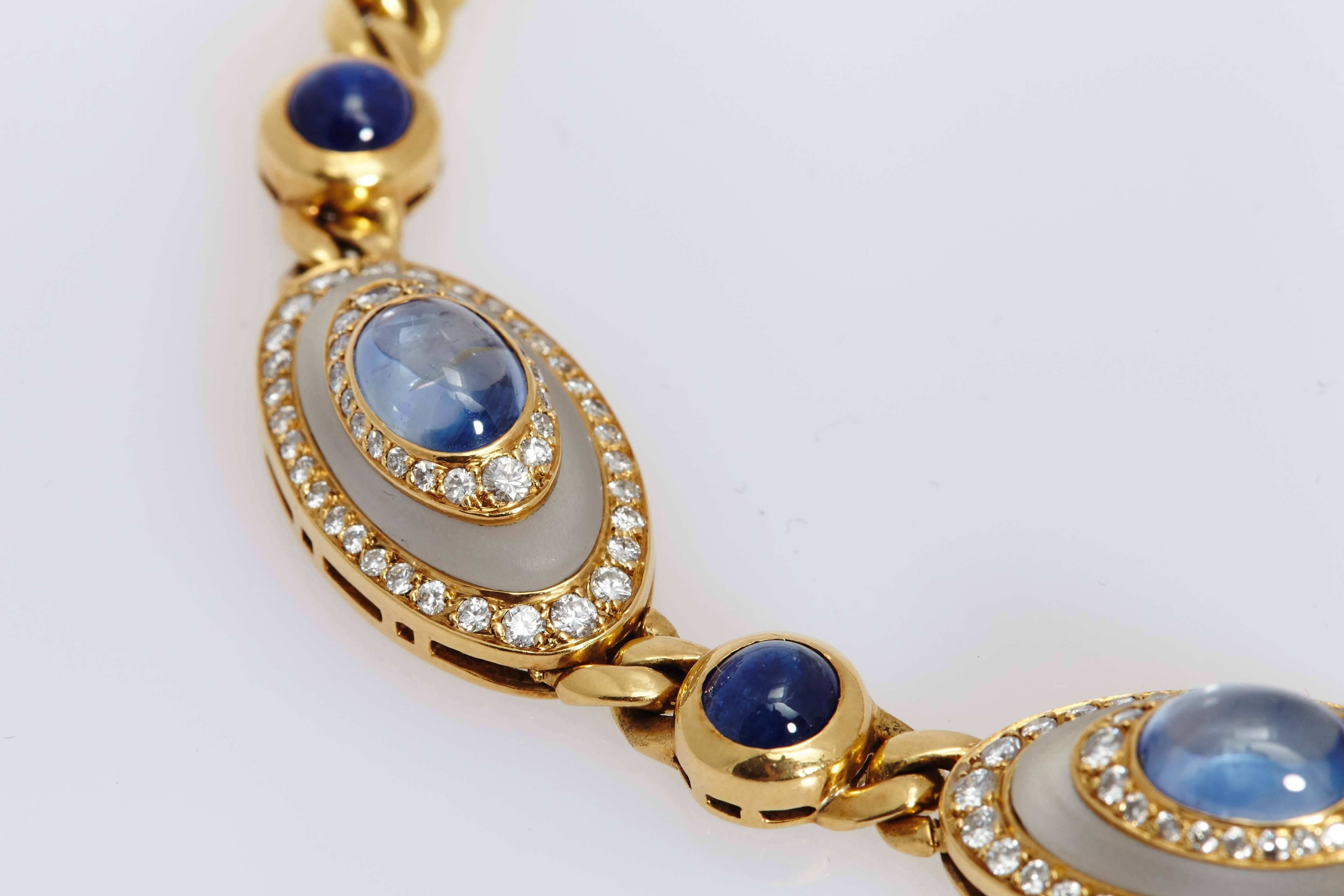 Unusual Bulgari Sapphire Rock Crystal Diamond Necklace  In Excellent Condition In New York, NY